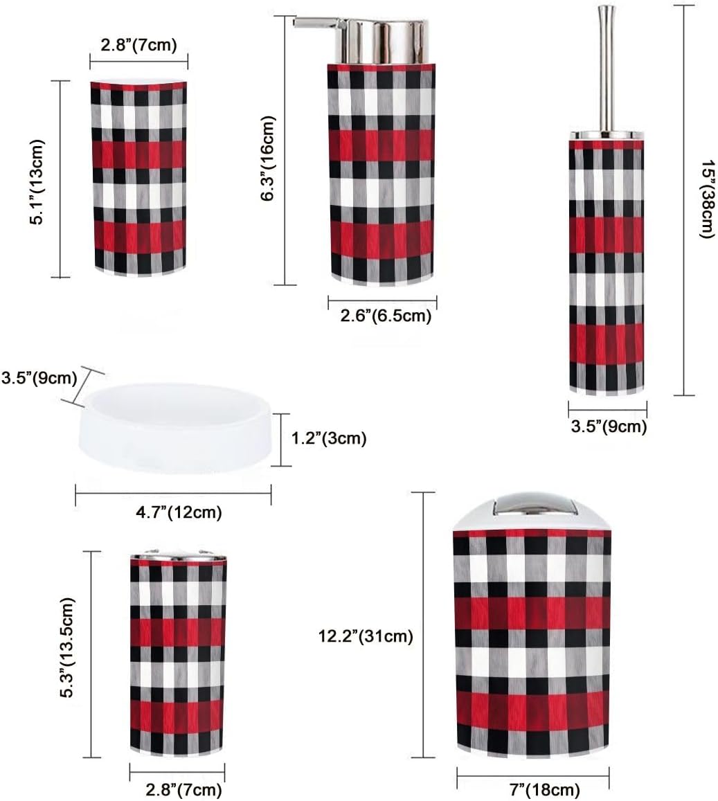 Boho Colorful Tartan Bathroom Accessory Set of 6