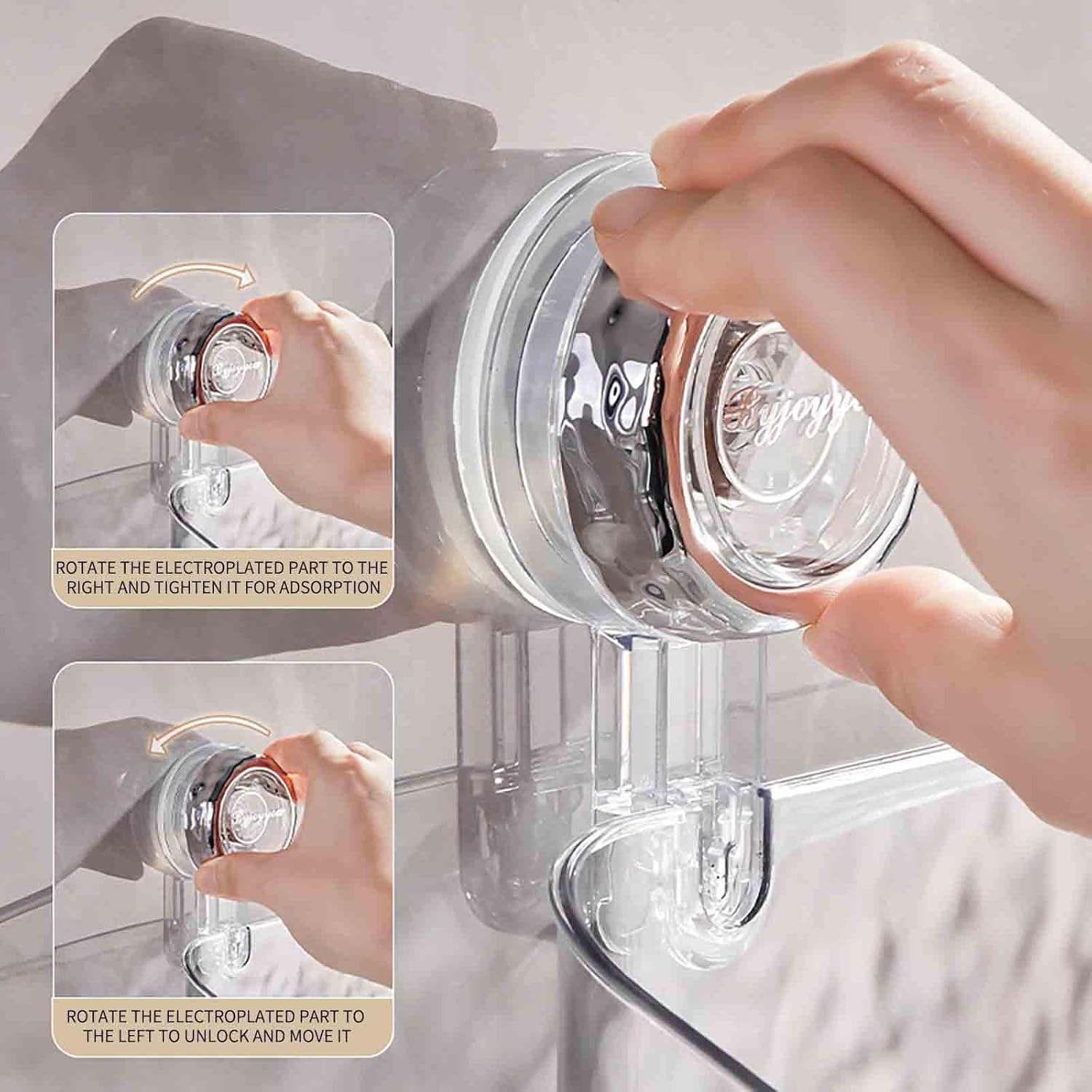 Clear Shower Caddy with Suction Cups and Rose Gold Fittings
