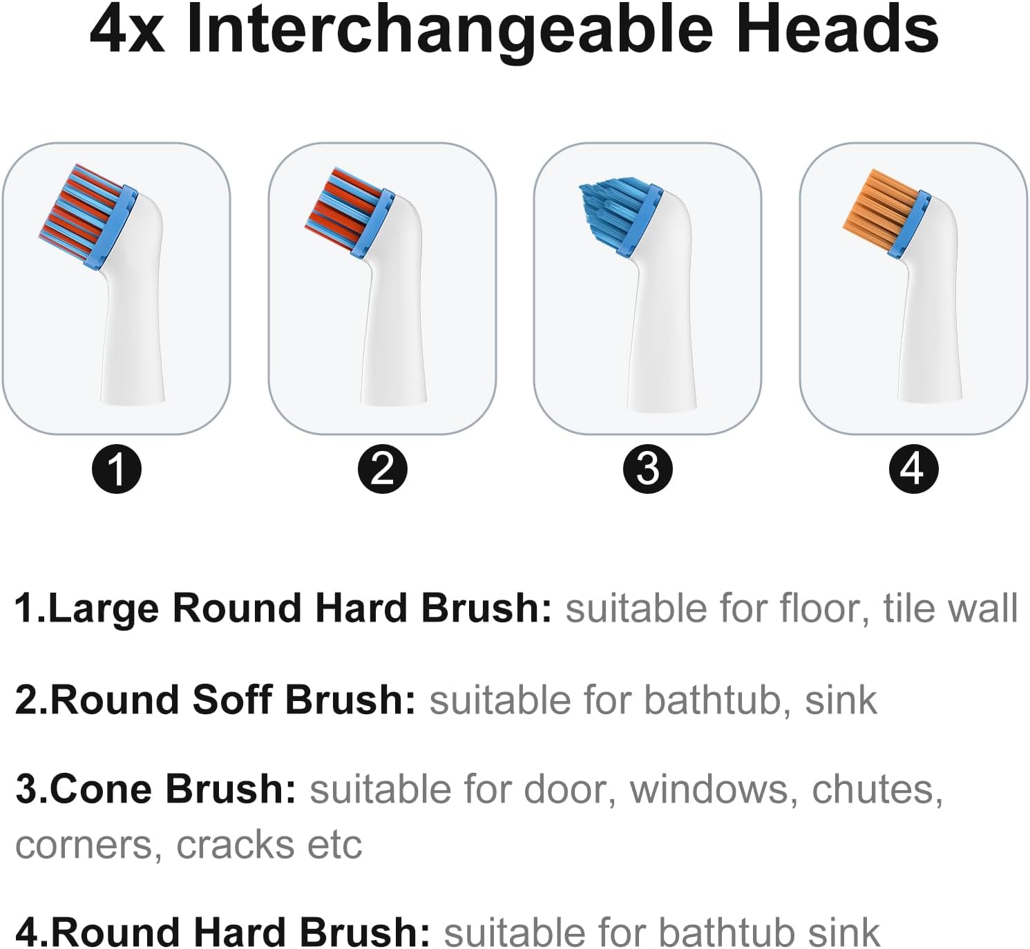 SOARING Electric Cleaning Brush with 4-in-1 Heads