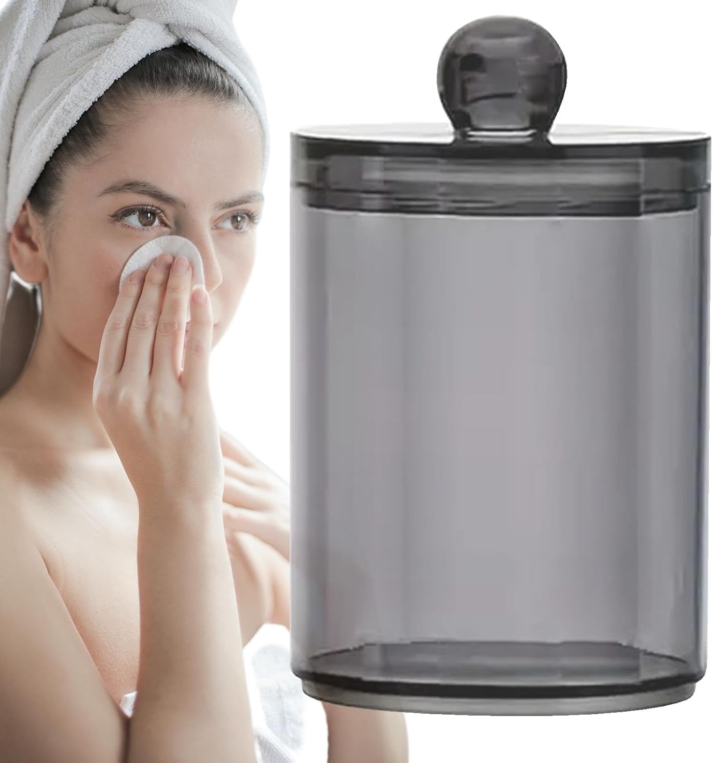 Cotton Swab Dispenser with Lid and Transparent Holder