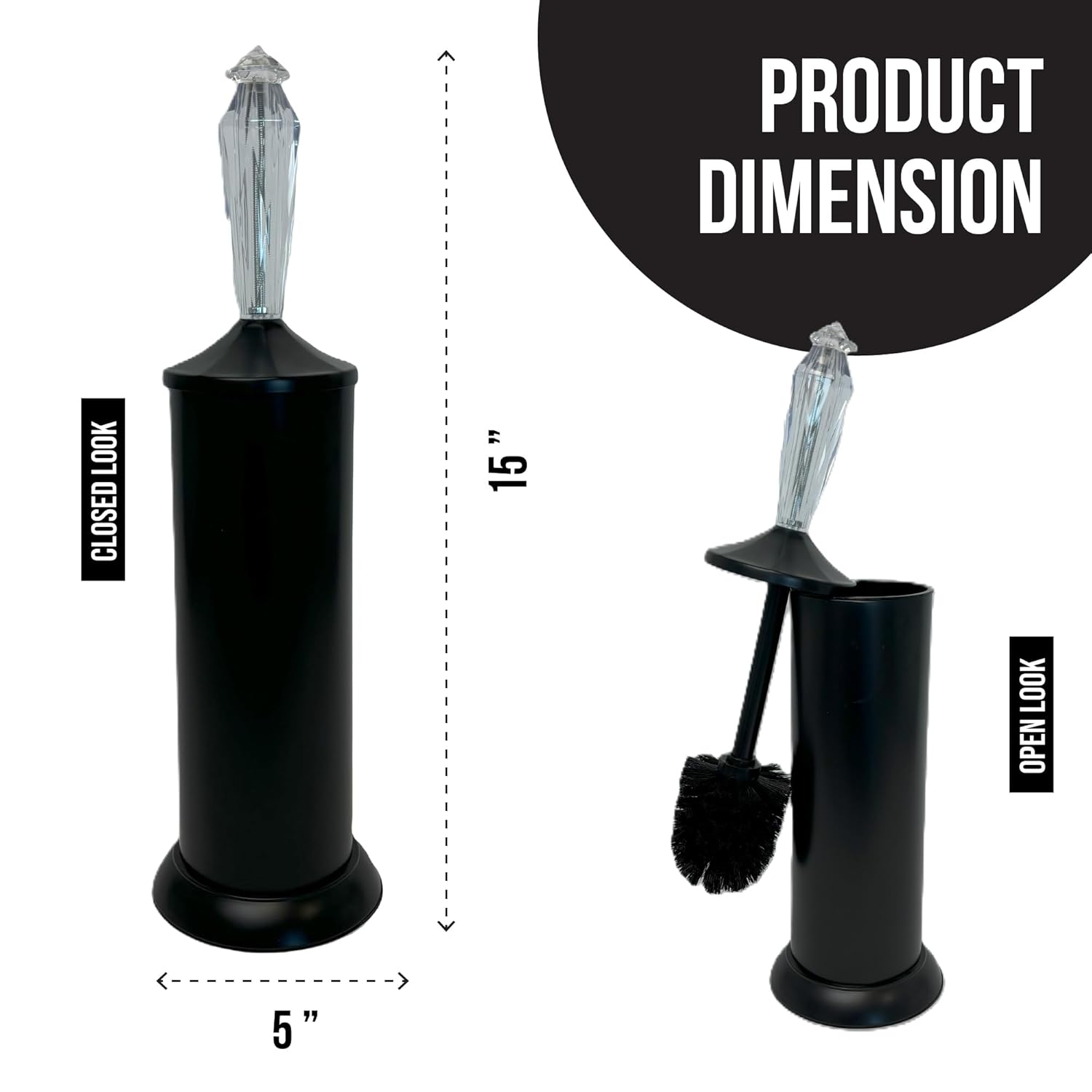Splash Home Adora Toilet Brush with Holder - Matte Black