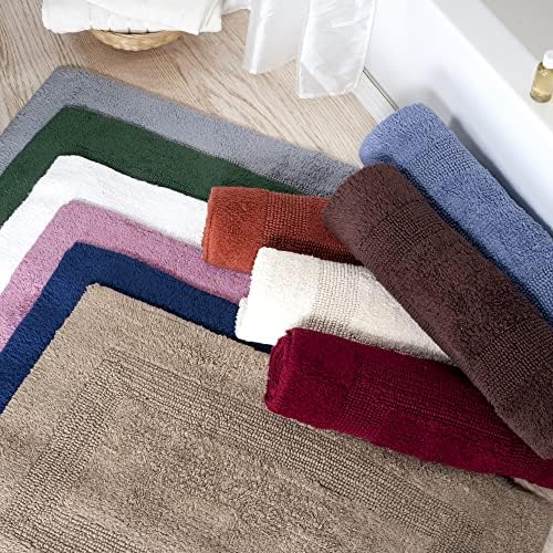 Lavish Home 2-Piece Cotton Bath Mat Set - Brick Red 1