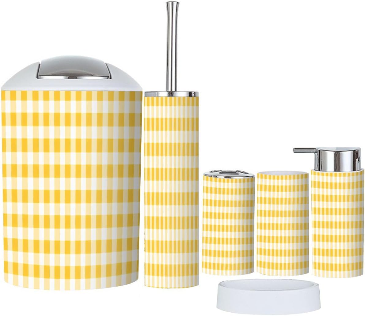 Boho Gingham Bathroom Accessory Set 6 Piece