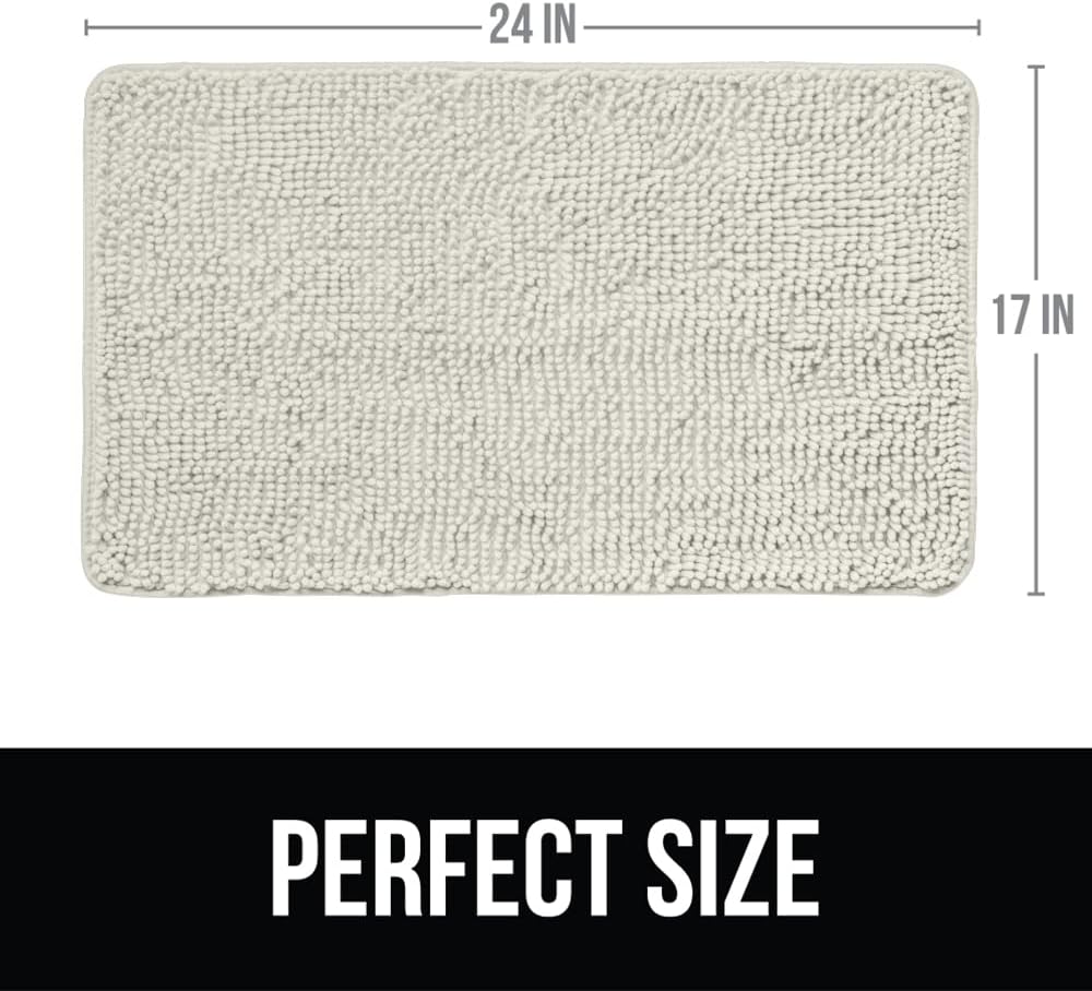 KANGAROO Chenille Bath Rug Shaggy Shower Mat 24x17 Cream