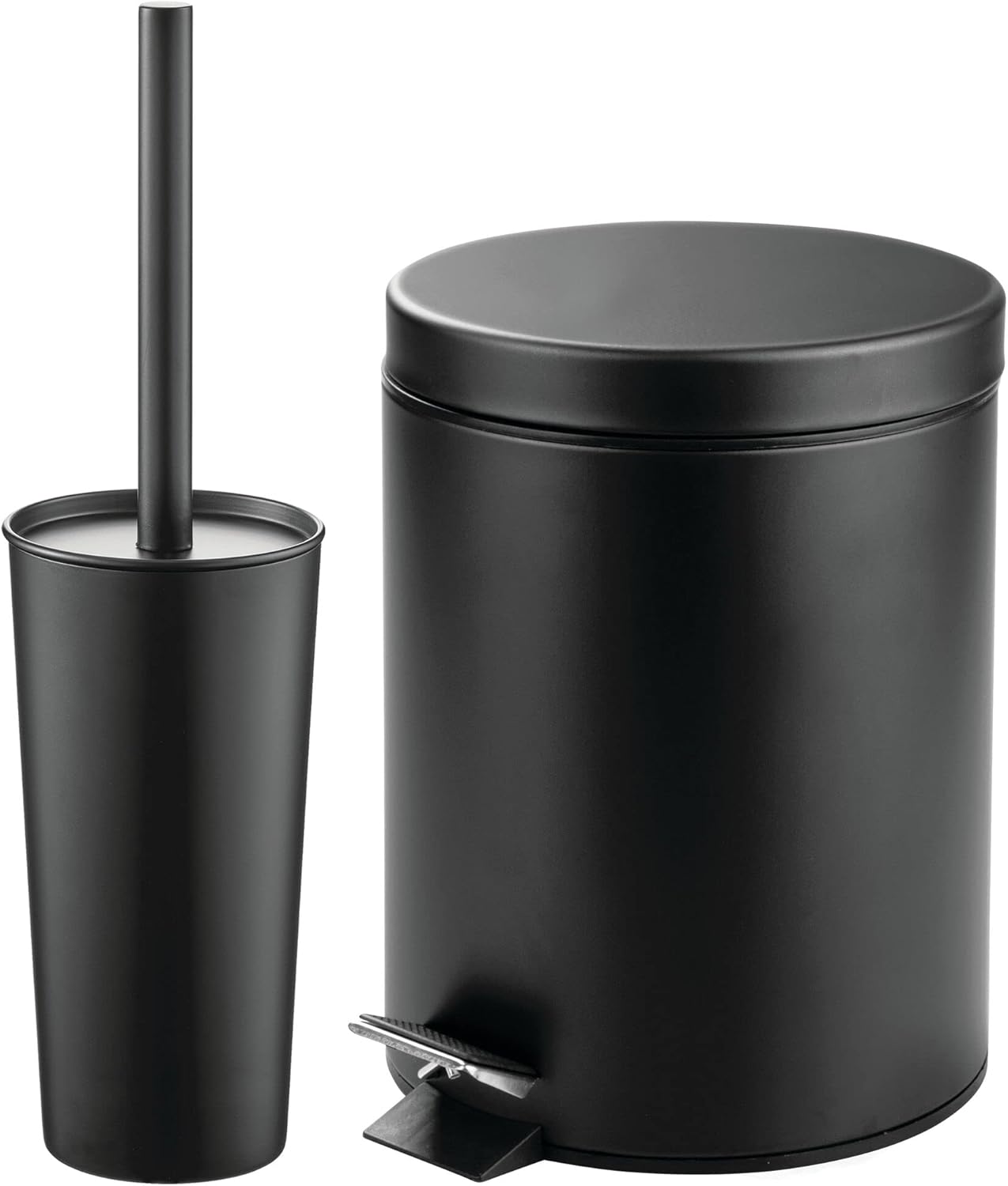 mDesign Toilet Brush Step Trash Can Combo Set 1