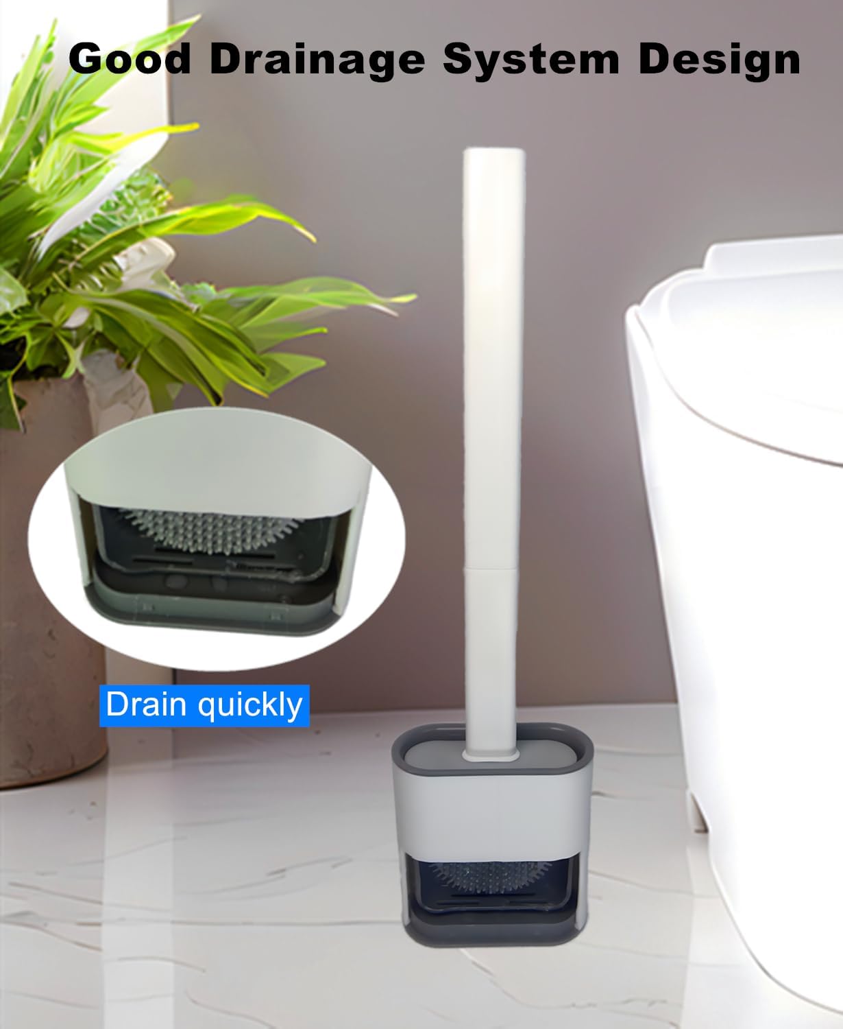Agcldre Toilet Brush with Holder Set Black Gray