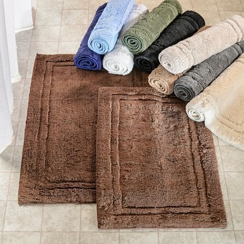Superior Non-Slip Bath Rug Set 2-Piece White