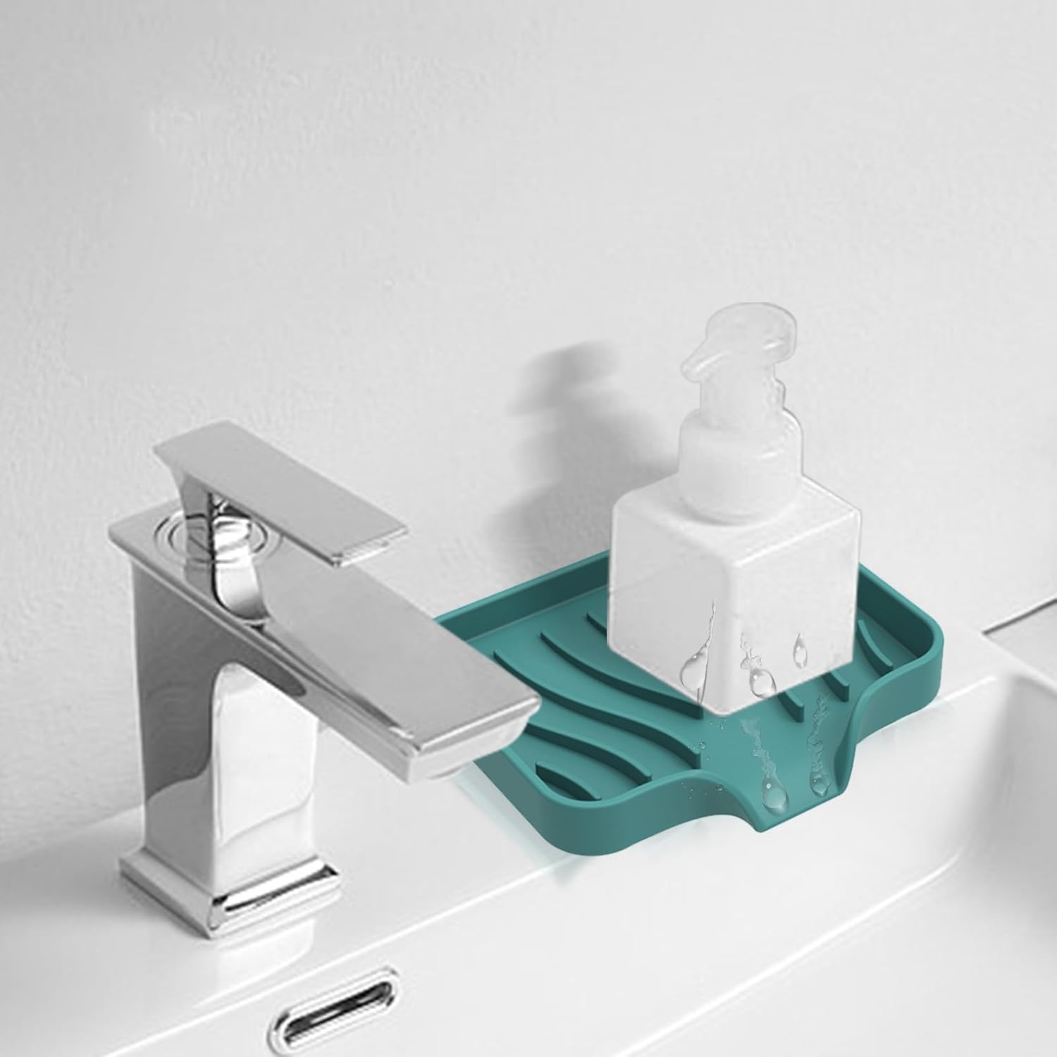 Kitchen Sink Soap Sponges Tray Self Draining Silicone Soap Holder
