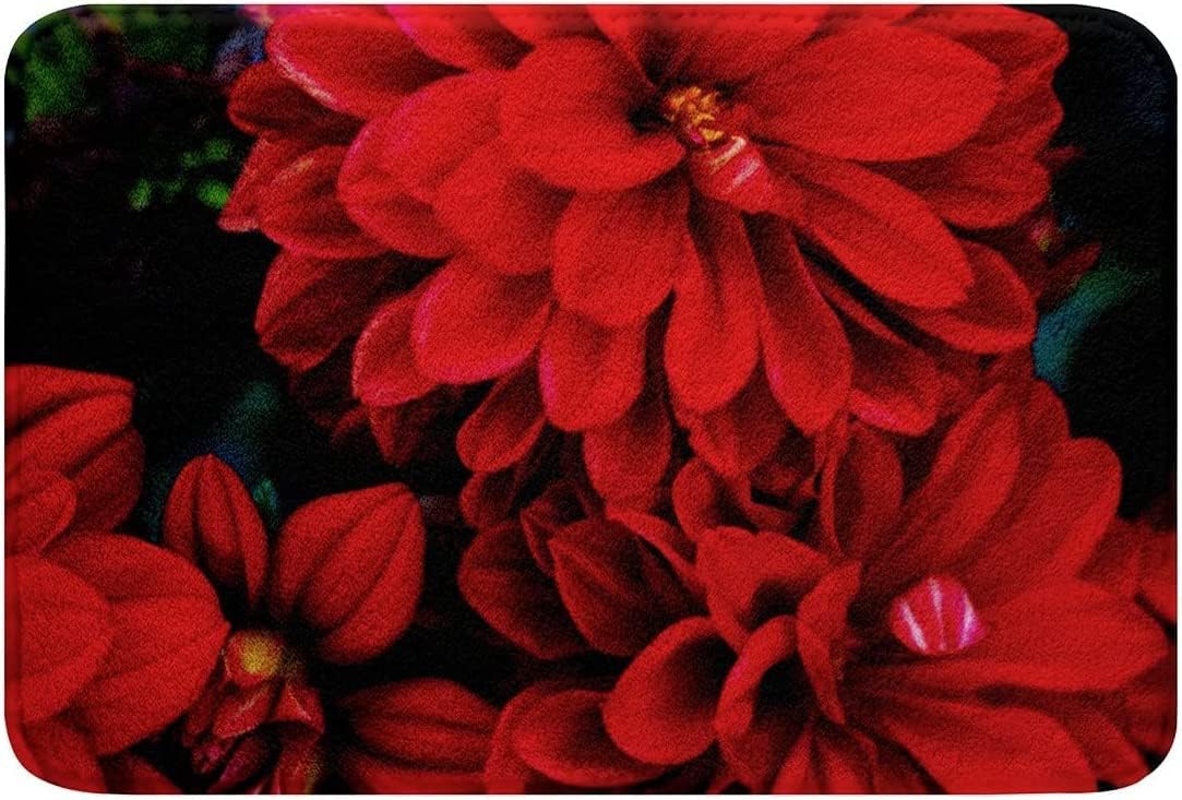 Red Dahlia Velvet Door Mat 16x24 Black