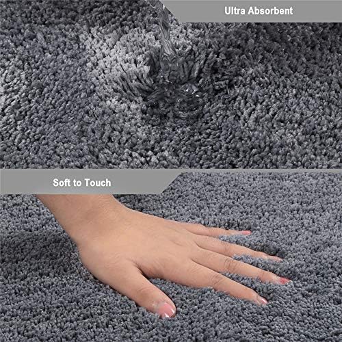 Seavish Luxury Grey Shag Curved Bath Rug