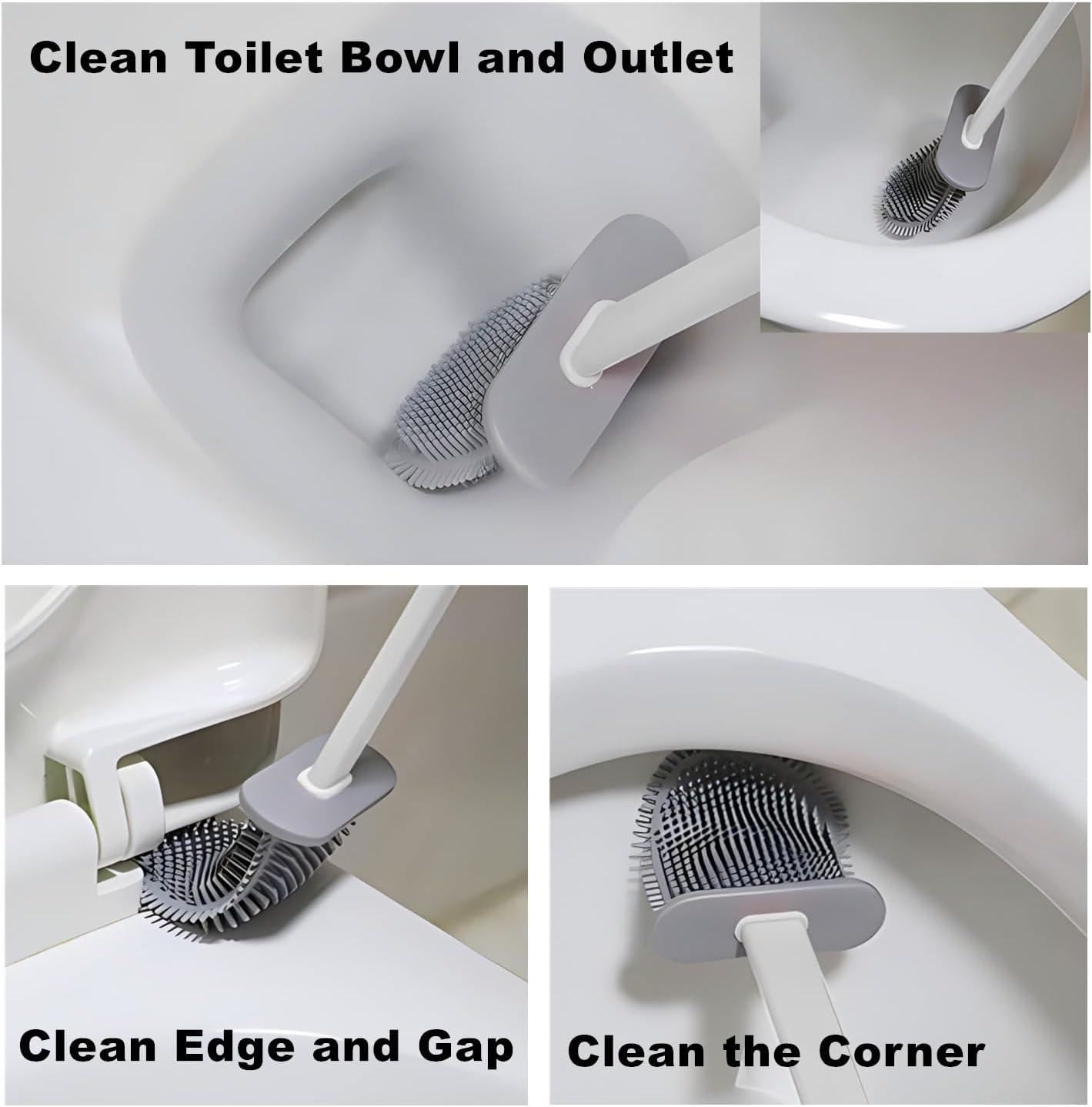 Agcldre Toilet Brush with Holder Set Black Gray