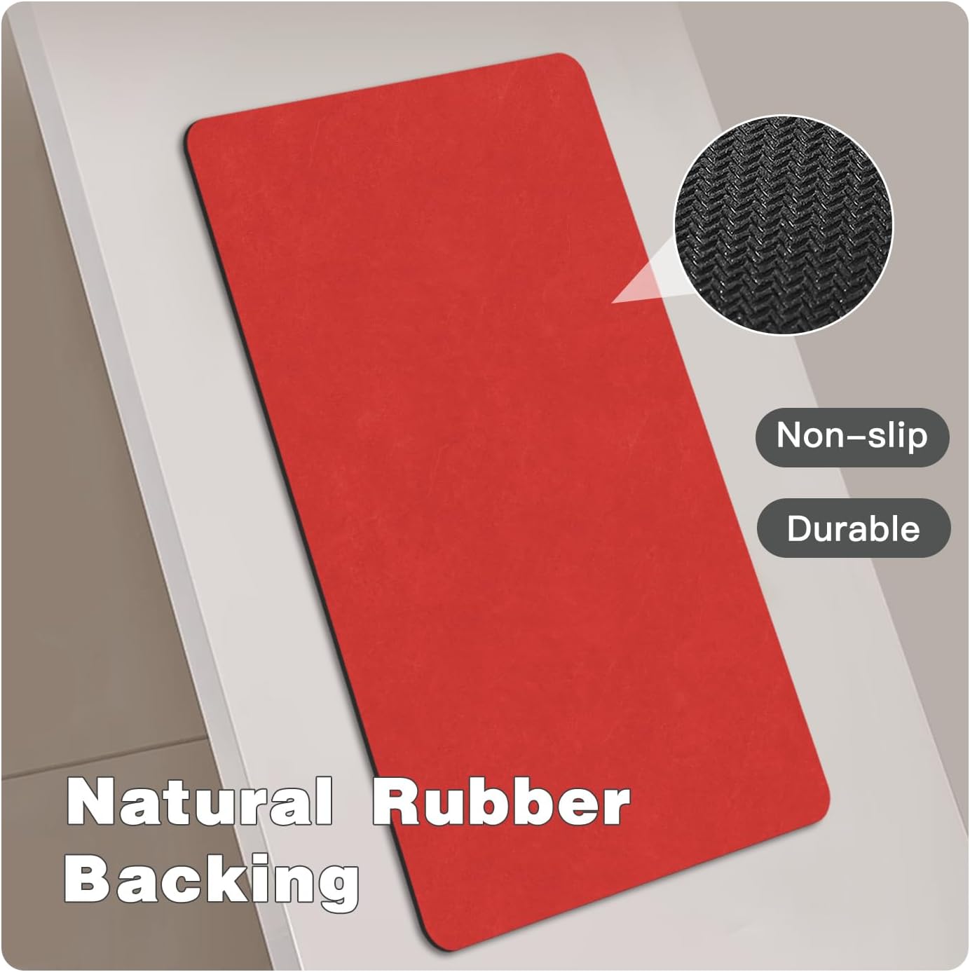 TYUU Christmas Bath Mat Red Non-Slip 12x12 Inches