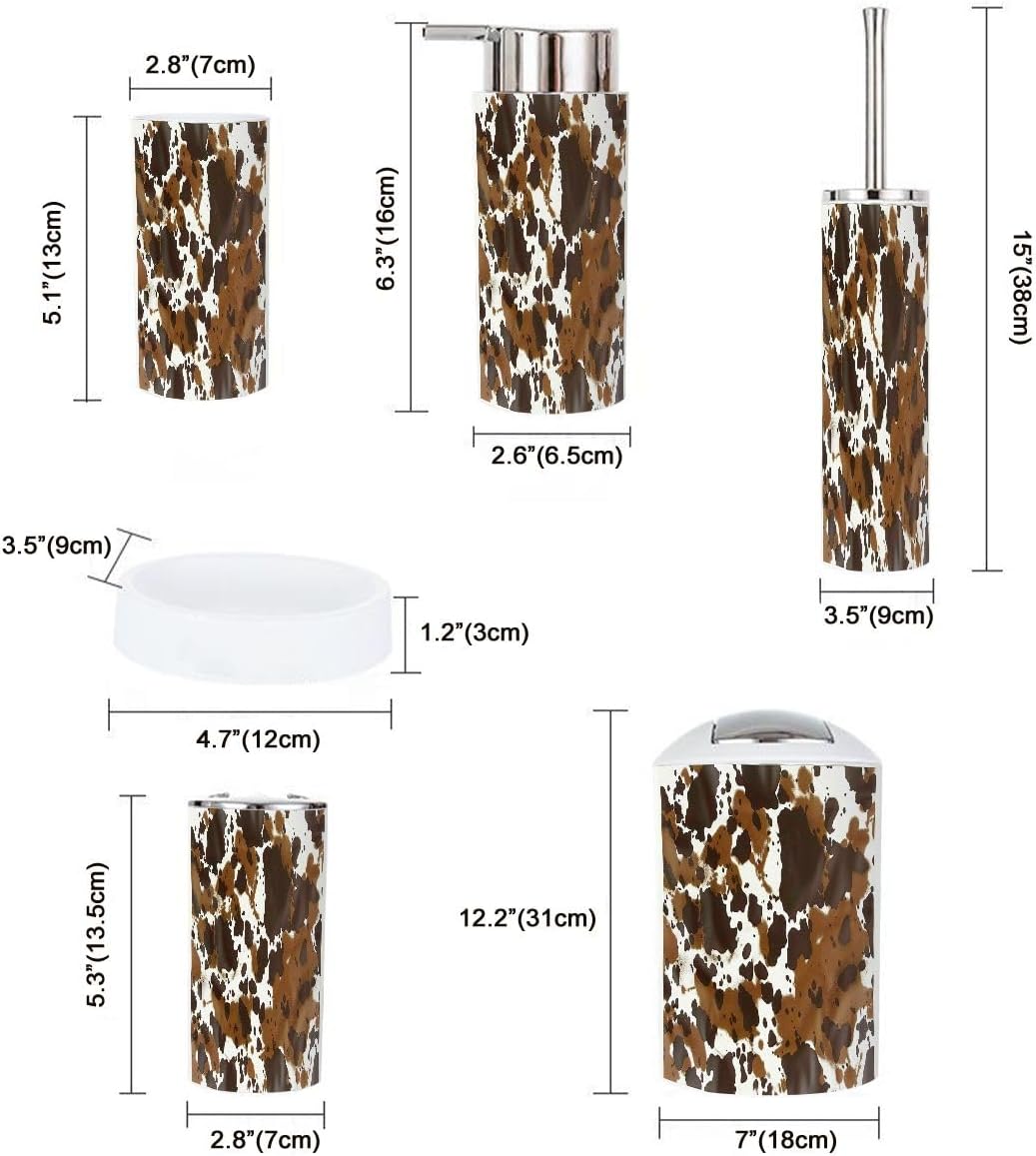 Boho Cow Leather Bathroom Accessory Set 6 Piece