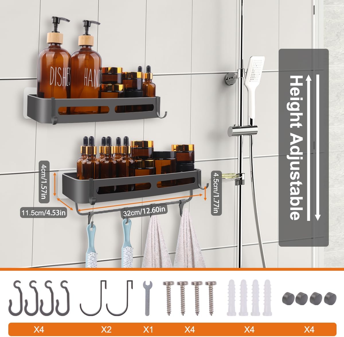 BELICOO Shower Caddy Adhesive 2 Pack