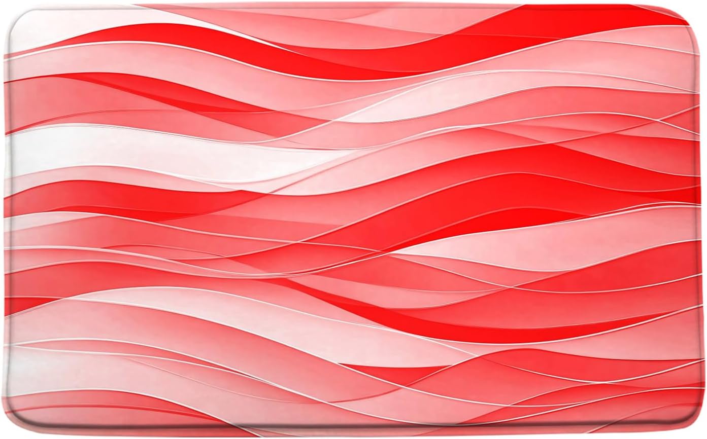 JWJAMM Red White Stripes Bath Mat 16x24 Inch