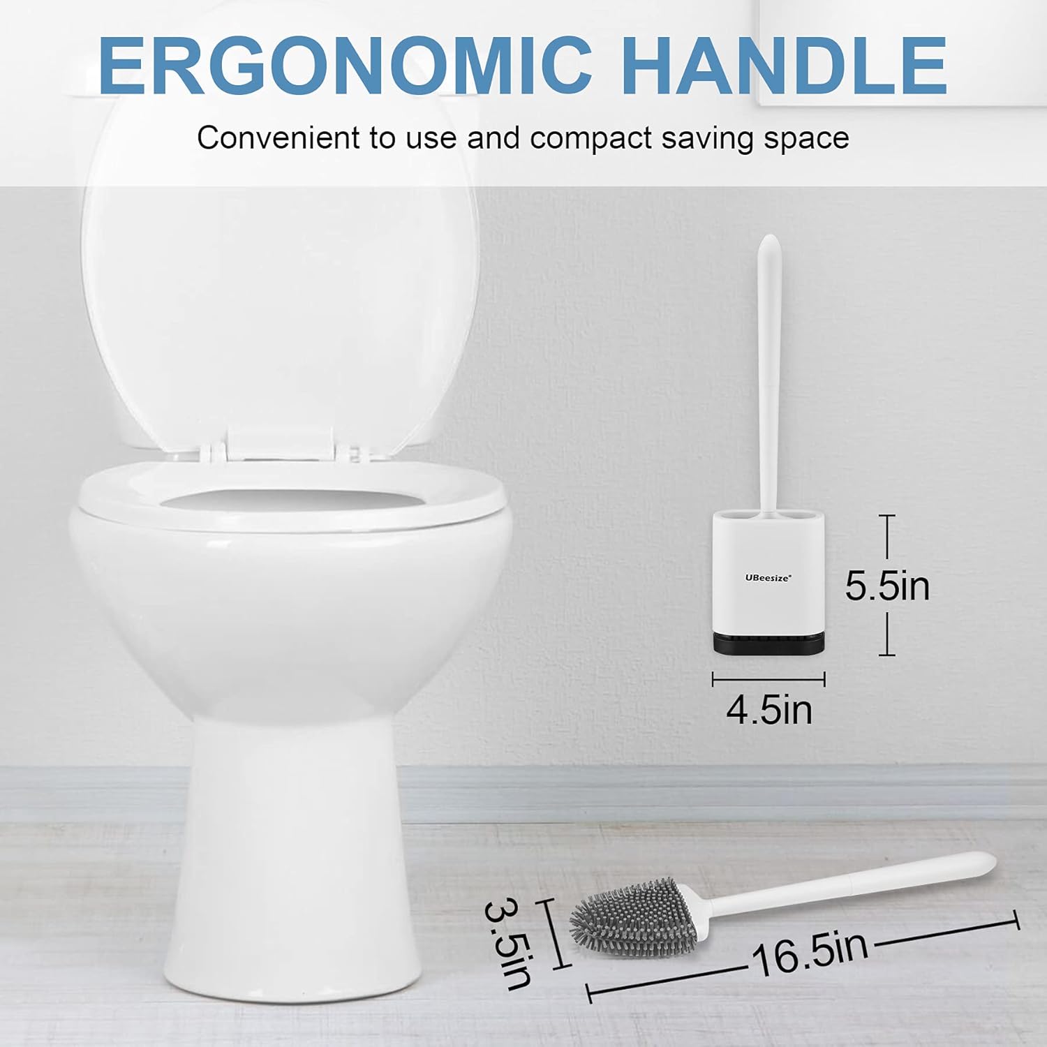 UBeesize Toilet Brush with Silicone Bristles and Quick-Drying Holder