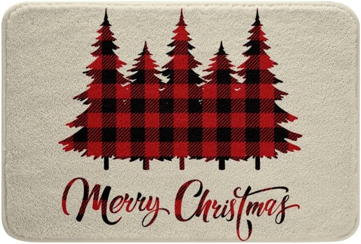Christmas Tree Bath Rug 24x16 Inch Velvet Doormat
