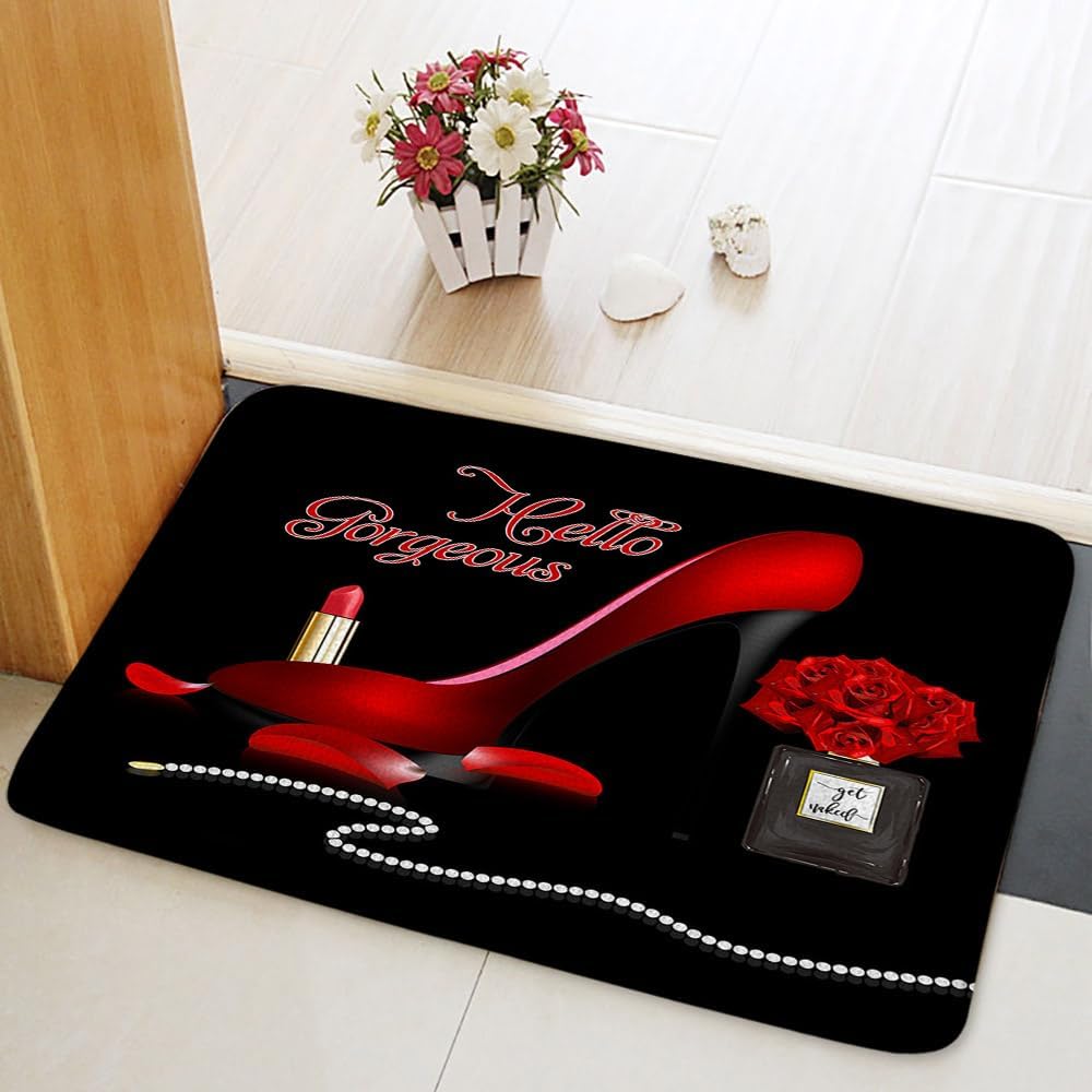 Hello Gorgeous Bath Mat with Rose Design