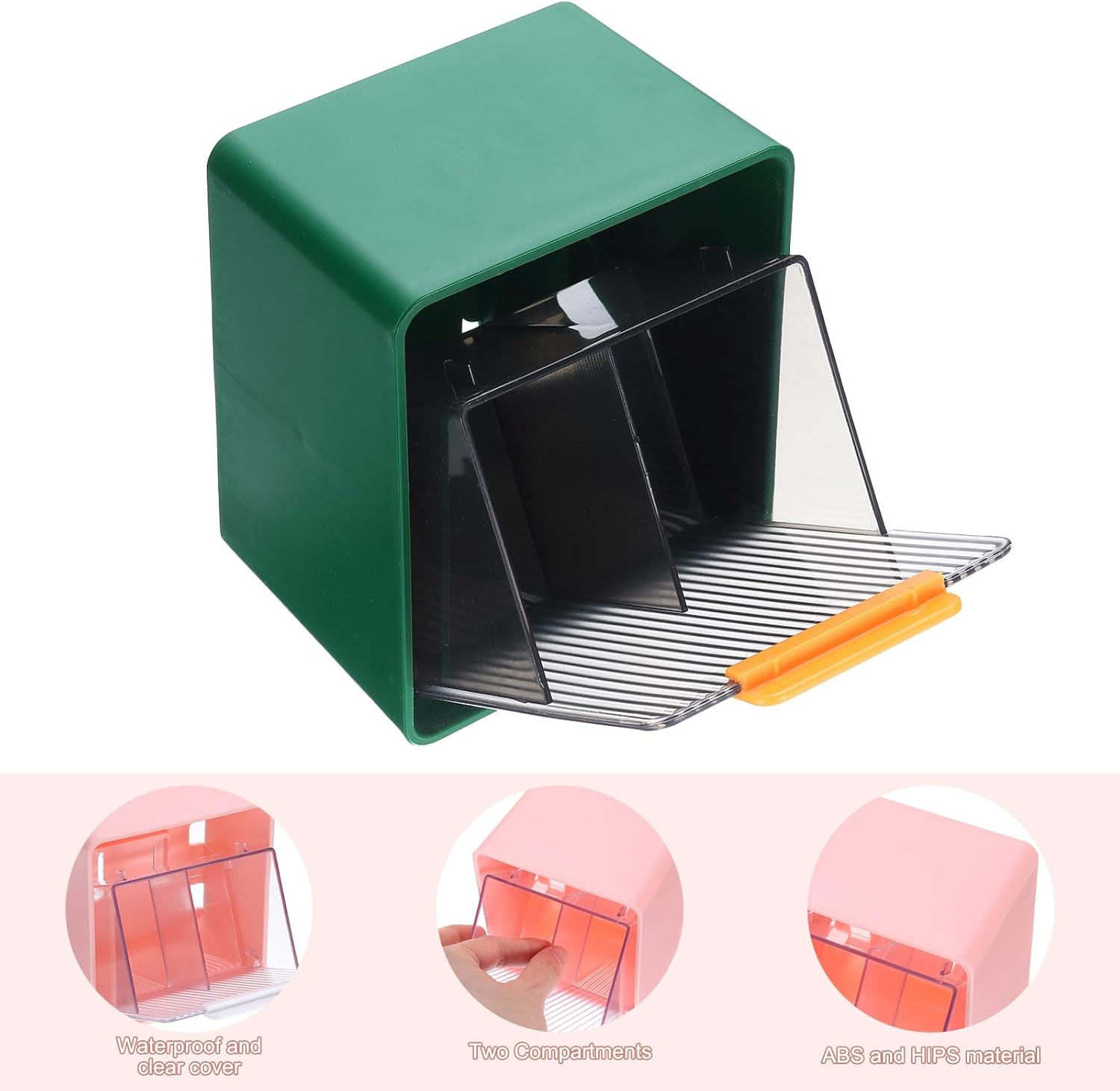 Uxcell Cotton Ball Holder Canister with 2 Compartments Wall Mounted No Drill