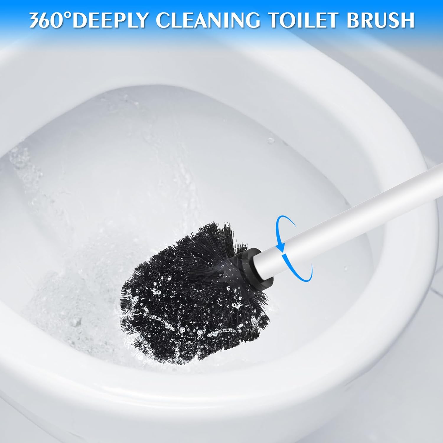 QL Toilet Brush and Holder Stainless Steel Toilet Brush with Quick Drying Design White