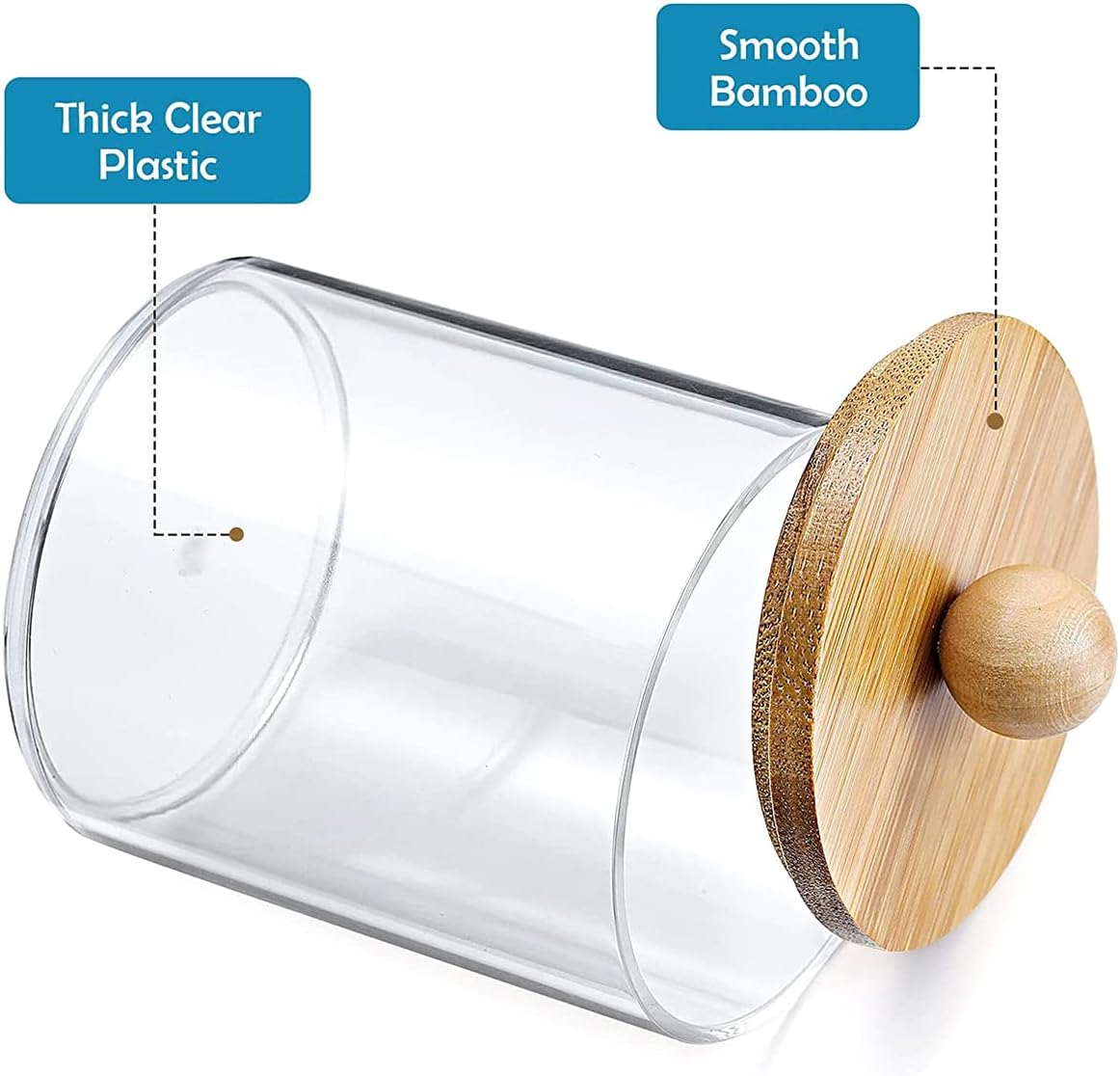 3Pcs Qtip HolderDispenser with Bamboo Lids