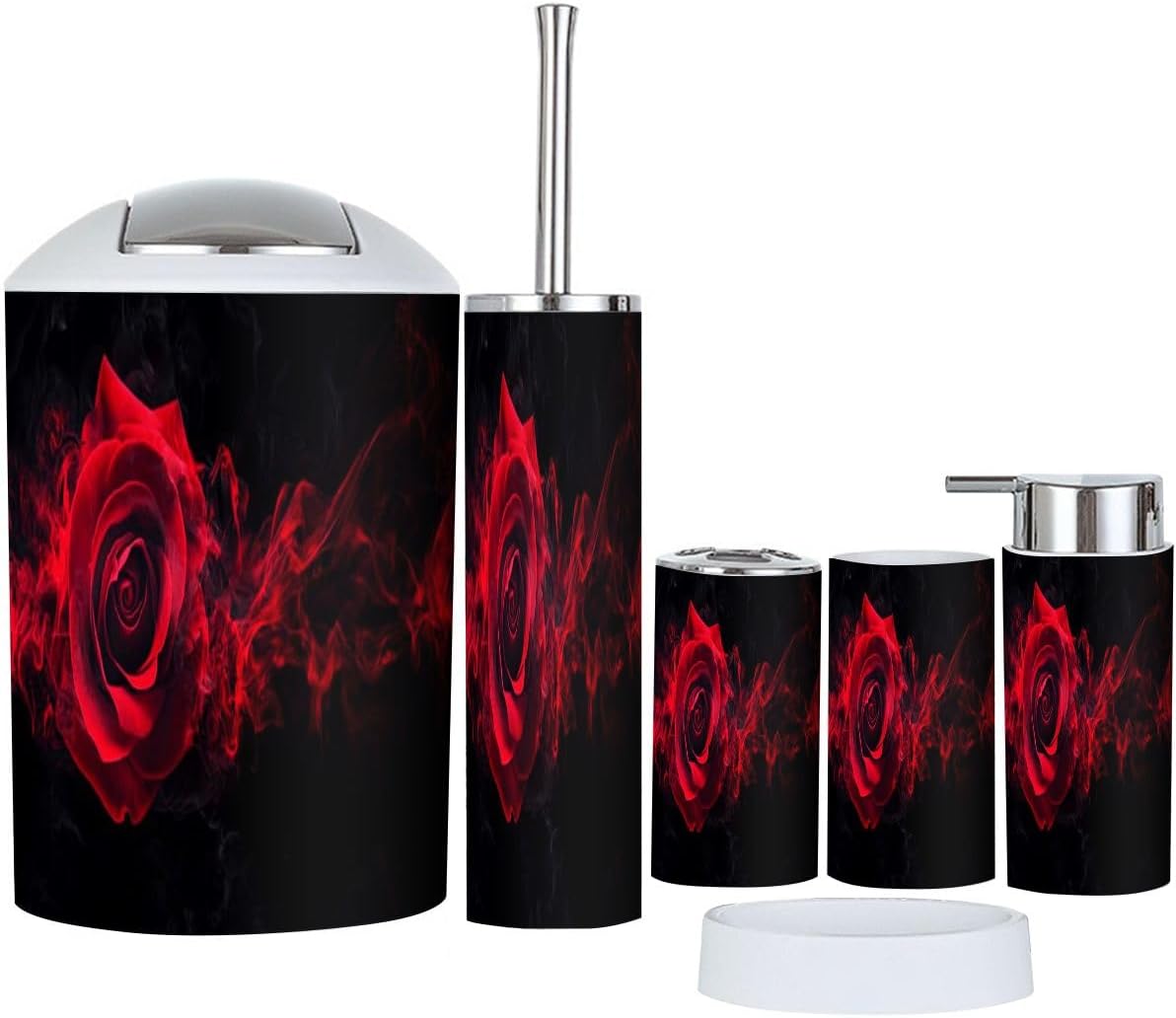 Boho Rose Swirl 6-Piece Bathroom Accessory Set