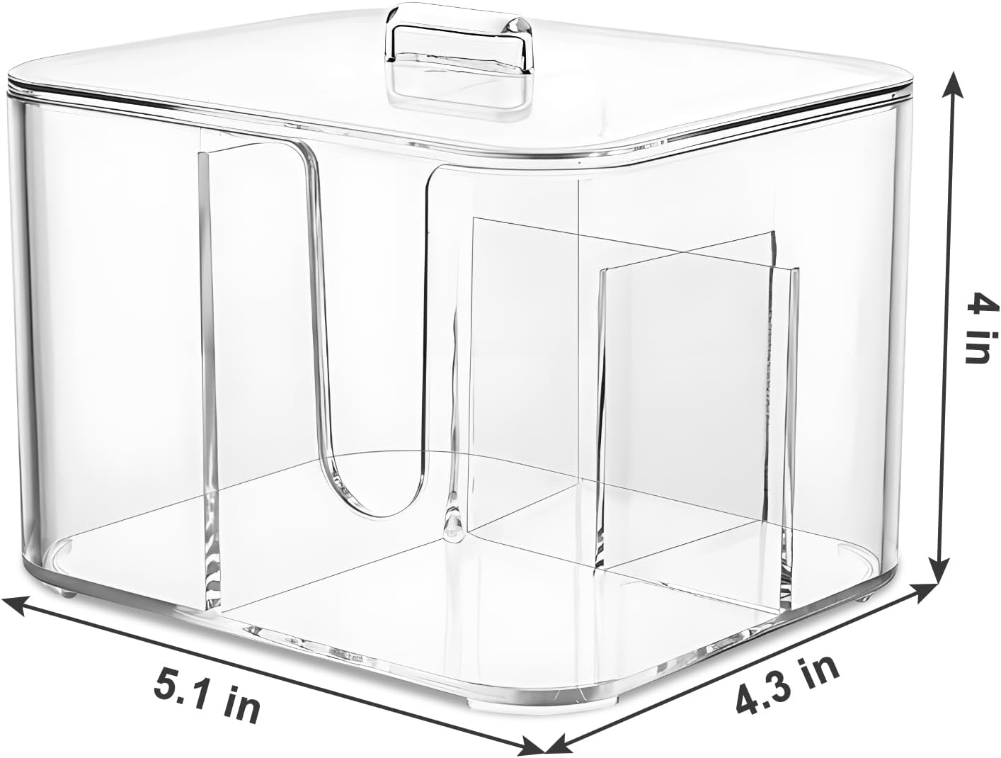 QTip Holder with 4 Compartments Clear Acrylic Organizer for Bathroom 1