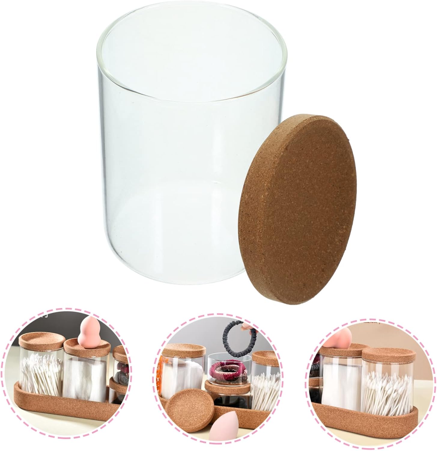 NAMOARLY Bathroom Accessories Set with Glass Cotton Pad Holder