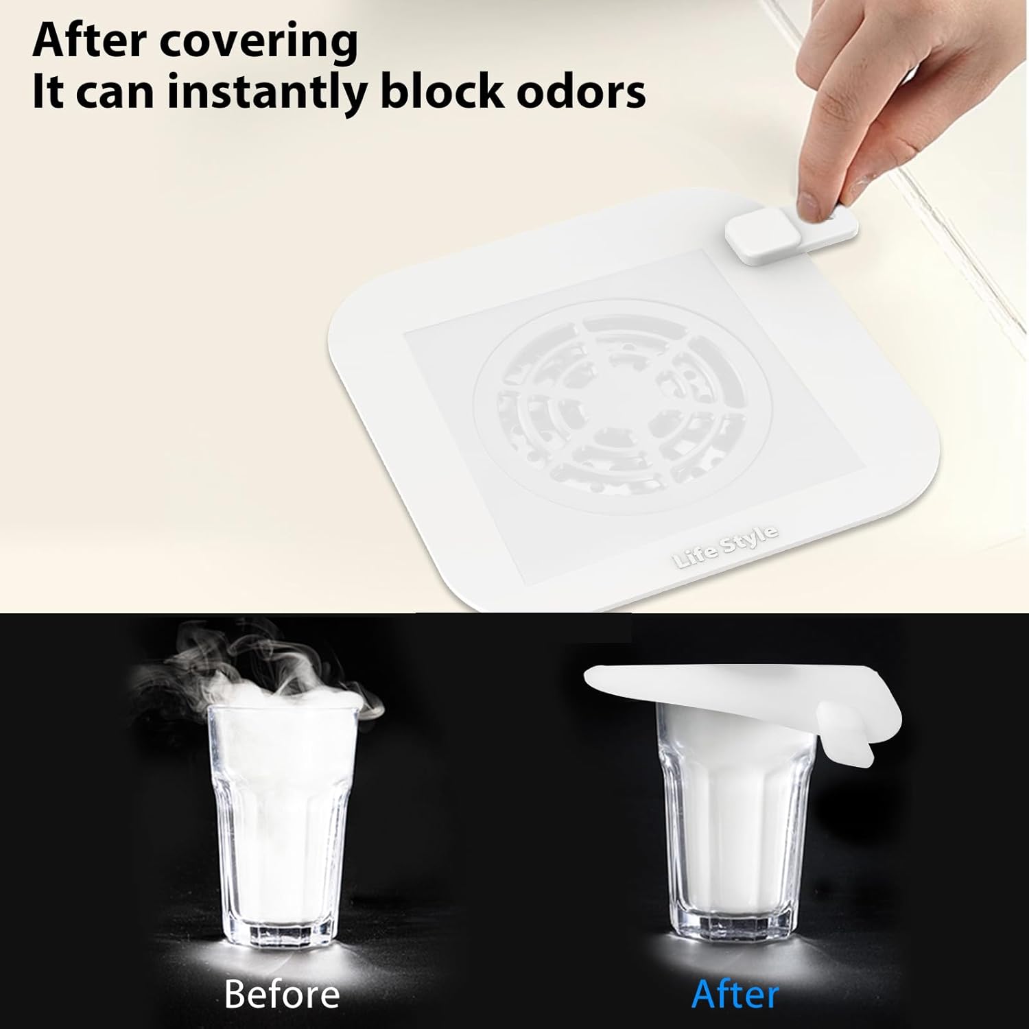 OKeanu Silicone Floor Drain Anti-Odor Mat 2 Pack White