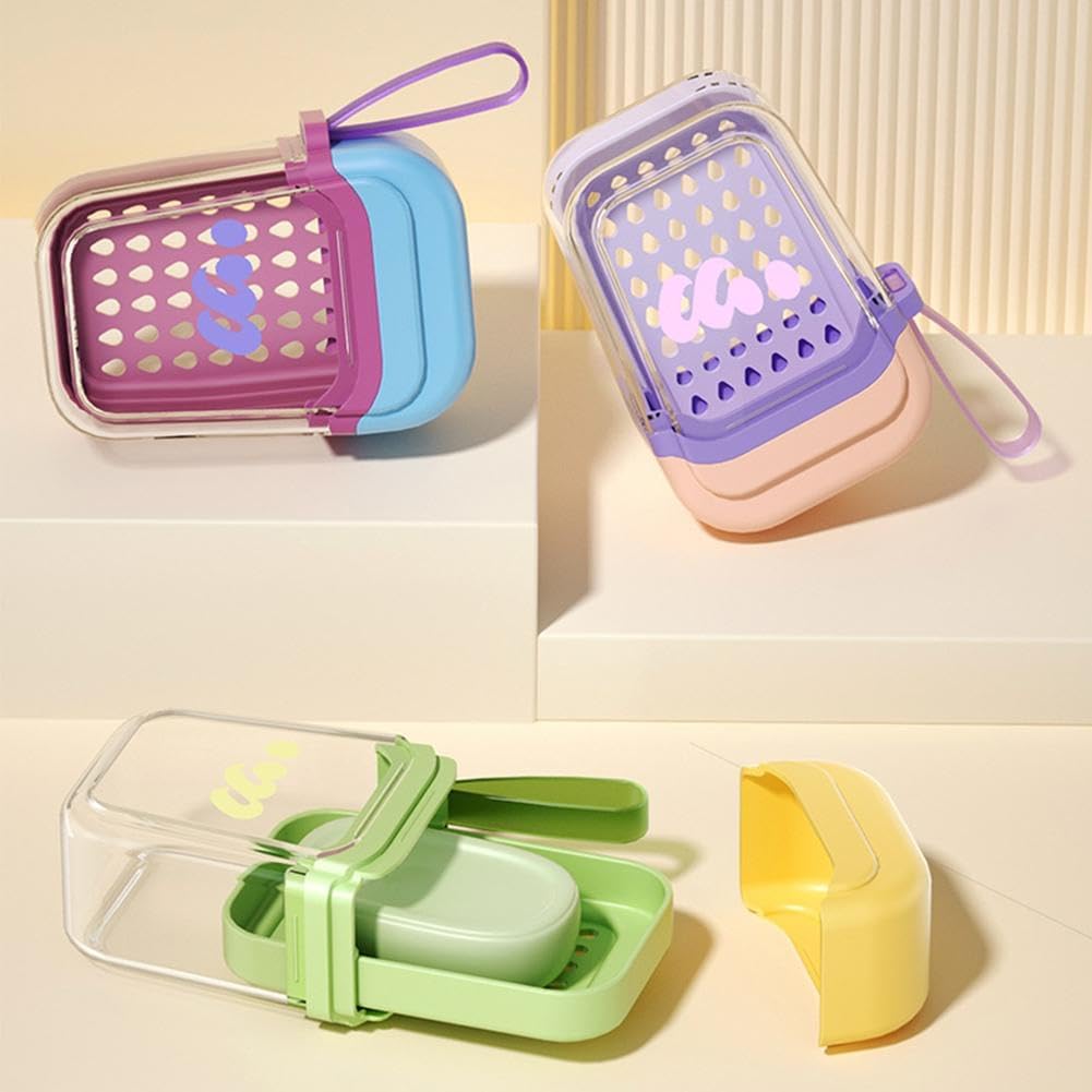 Portable Travel Mini Soap Box with Drain and Leak-Proof Lid