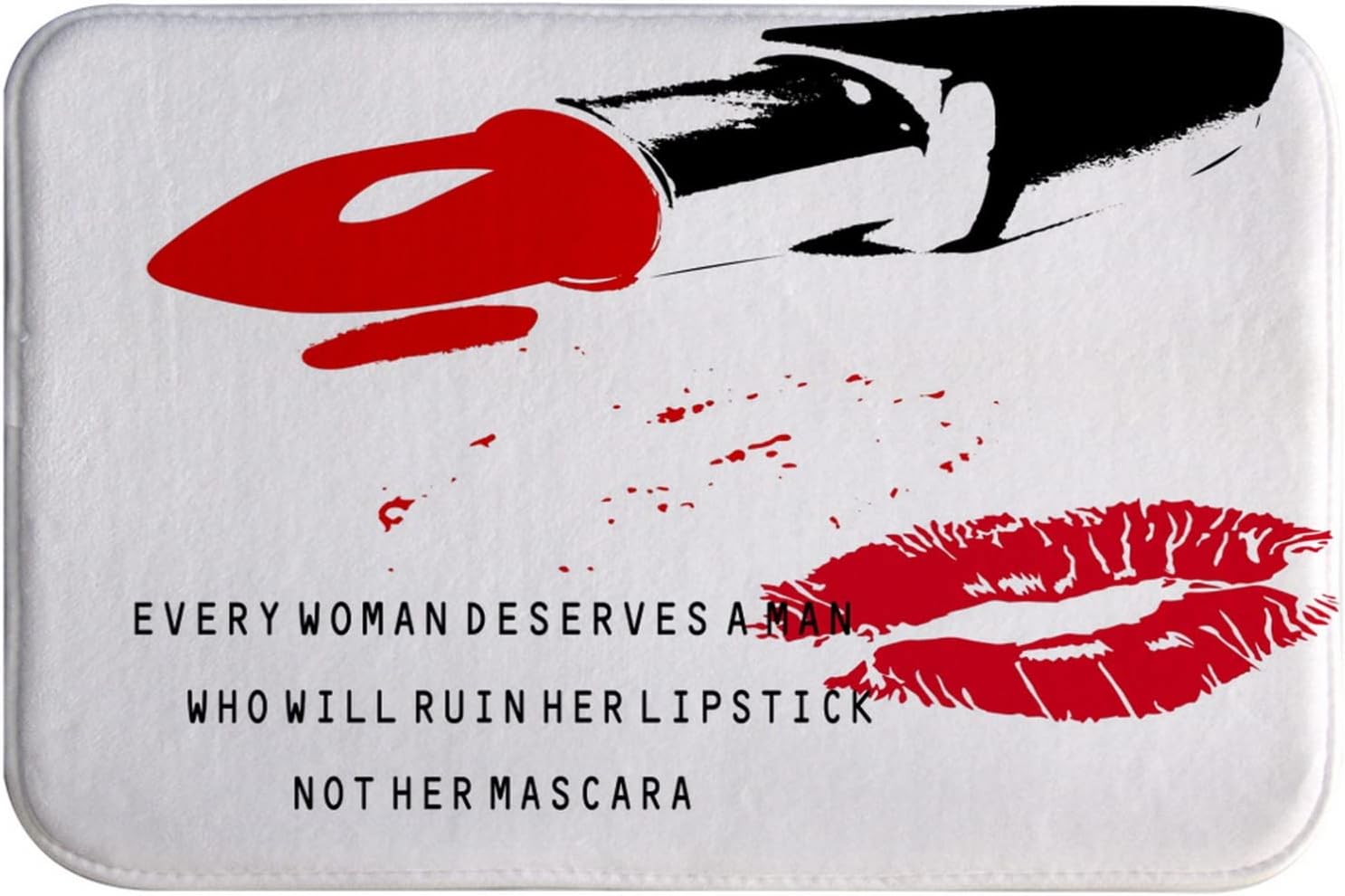 AMonamour Red Lip Print Bath Rug 40x60cm