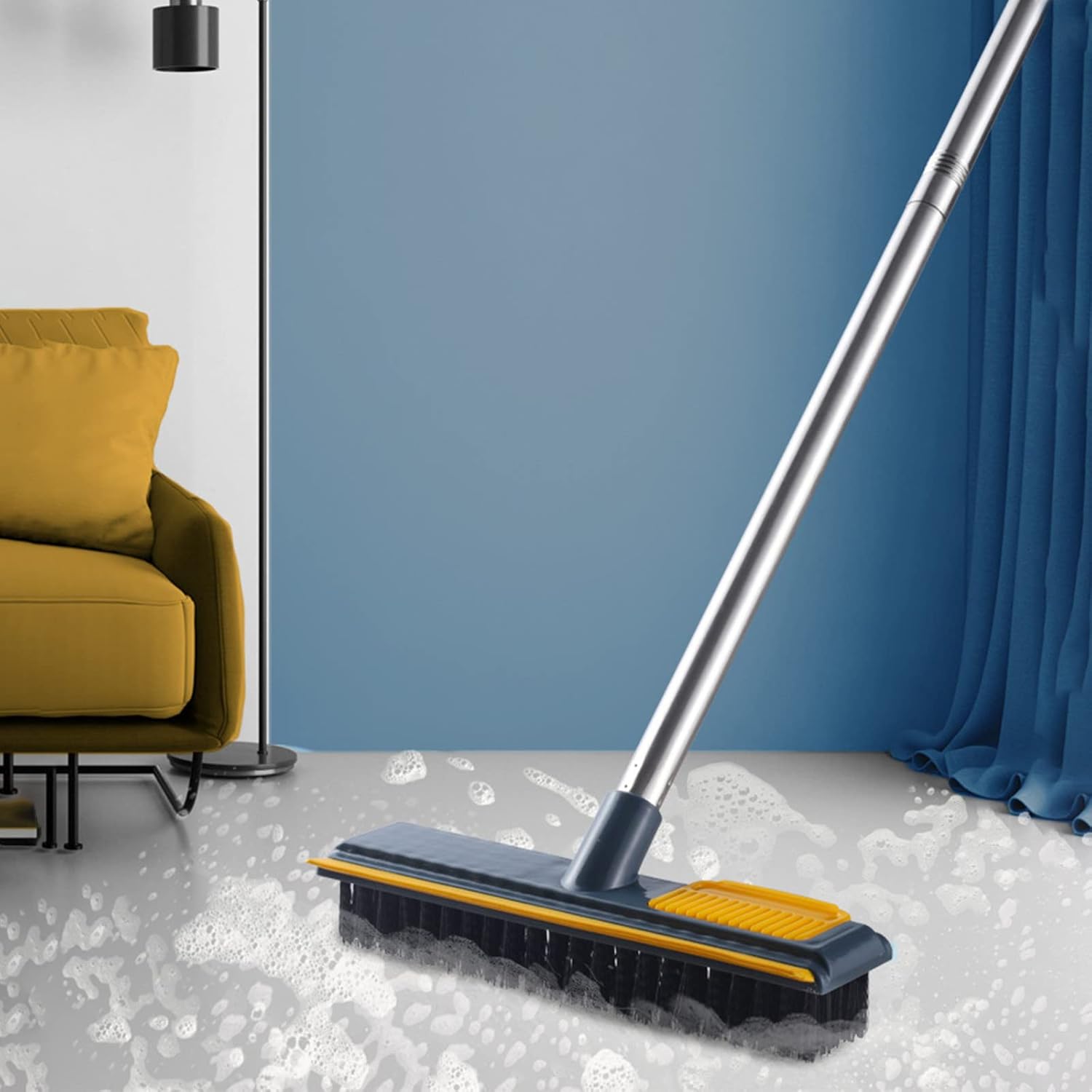 2 in 1 Floor Scrub Brush with Squeegee