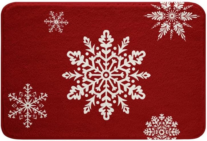 Christmas Bathroom Rugs for Boys Girls White Snowflake Bath Rugs 24x16 Inch