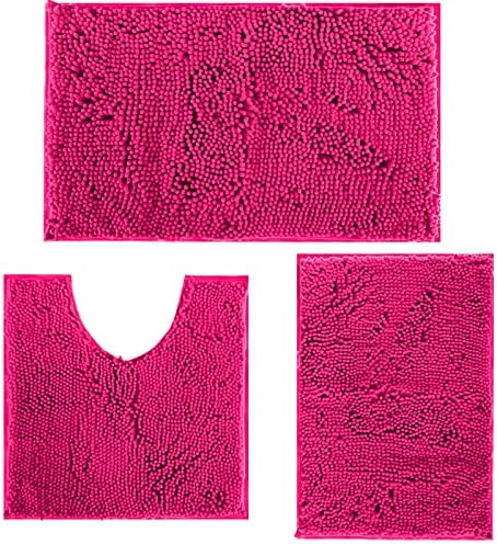 RUN HELIX Deep Pink Plush Bath Set 3 Piece 1