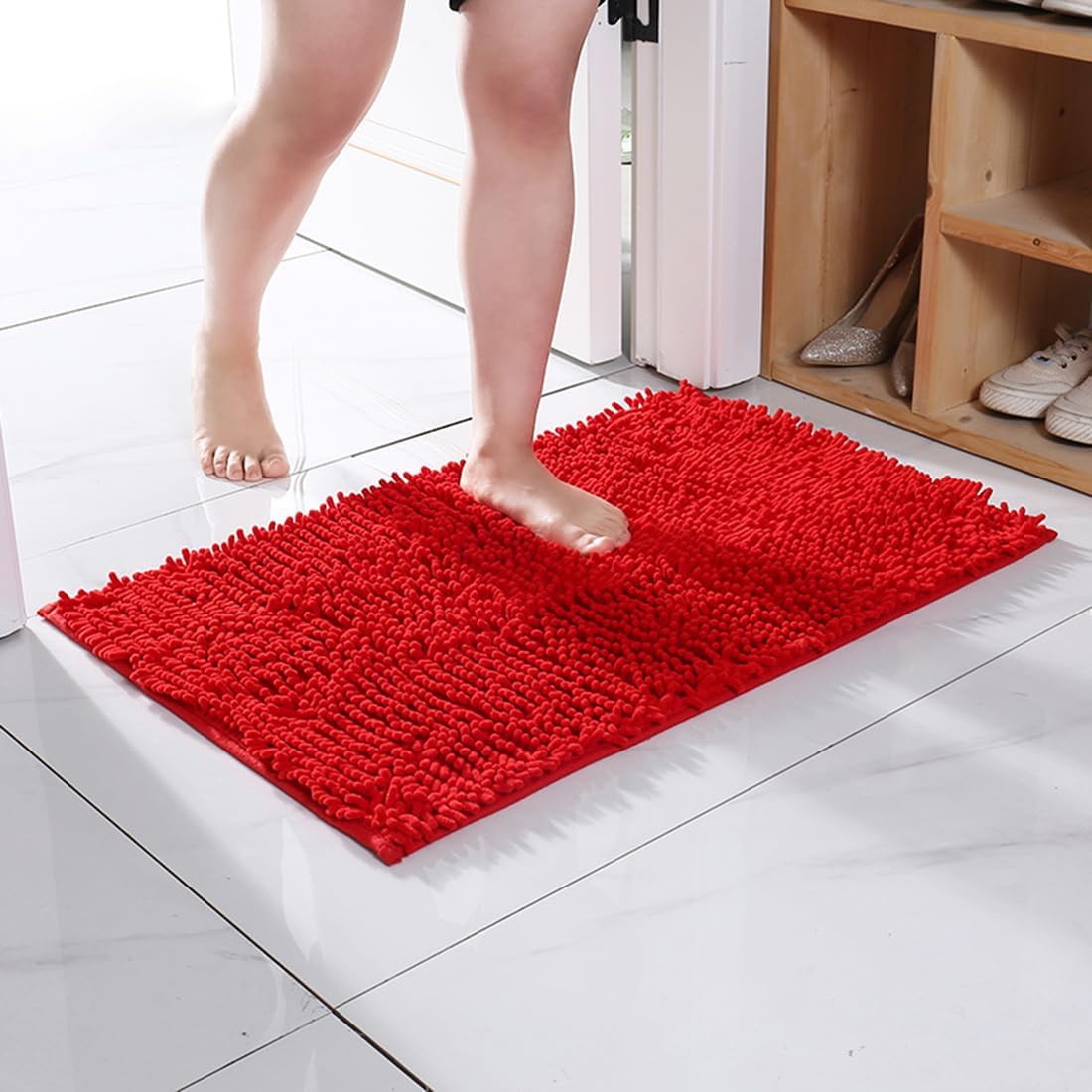 JAIJY Plush Rug Pad - Soft Chenille Bath Rug 13x19 Non-Slip