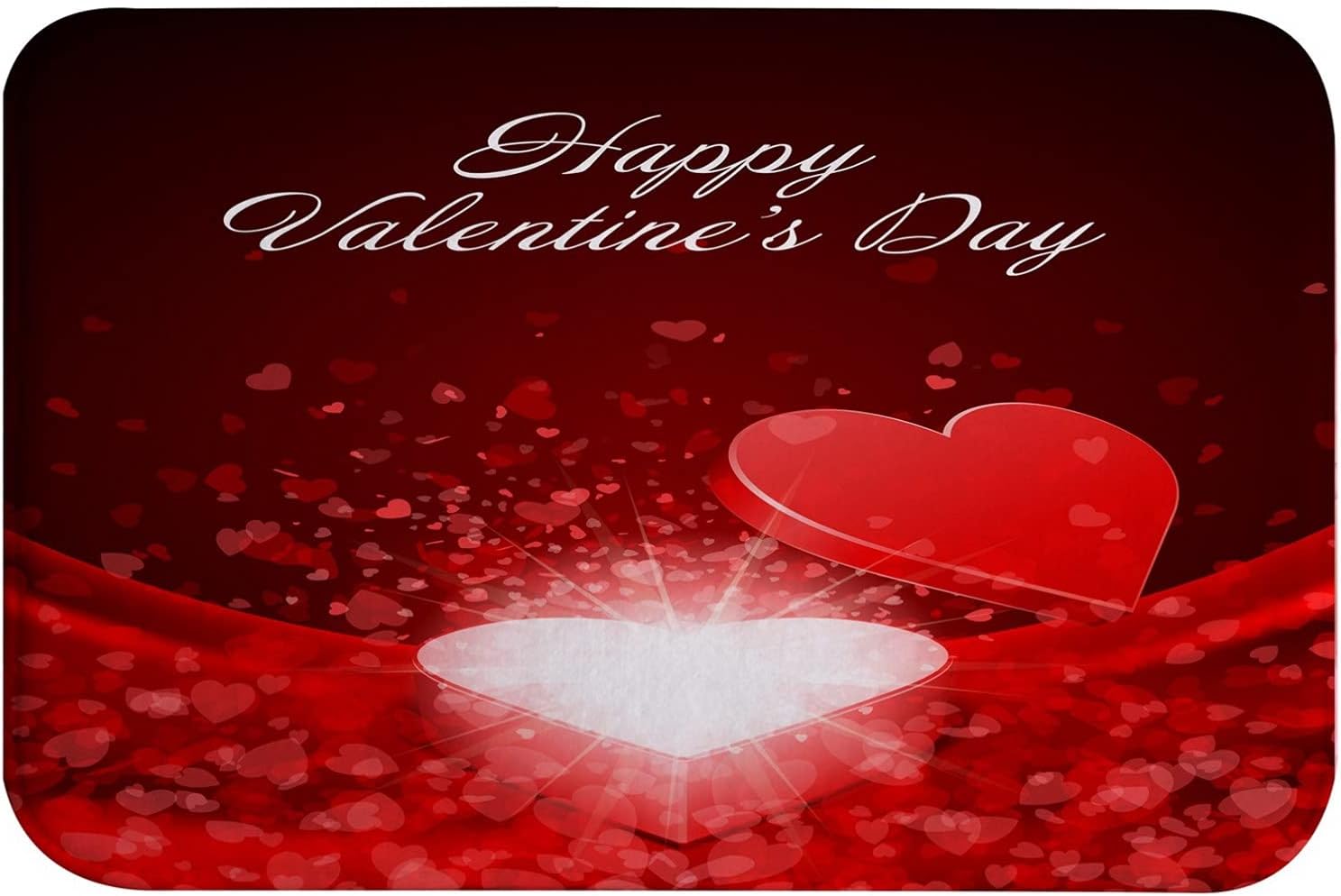 AMonamour Bath Rug with Flying Hearts Valentines Design