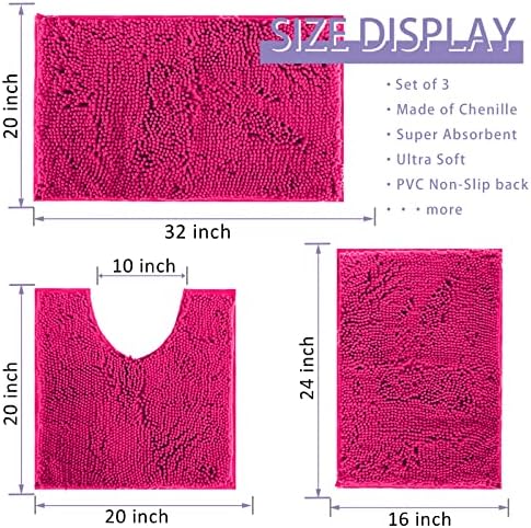 RUN HELIX Deep Pink Plush Bath Set 3 Piece 1