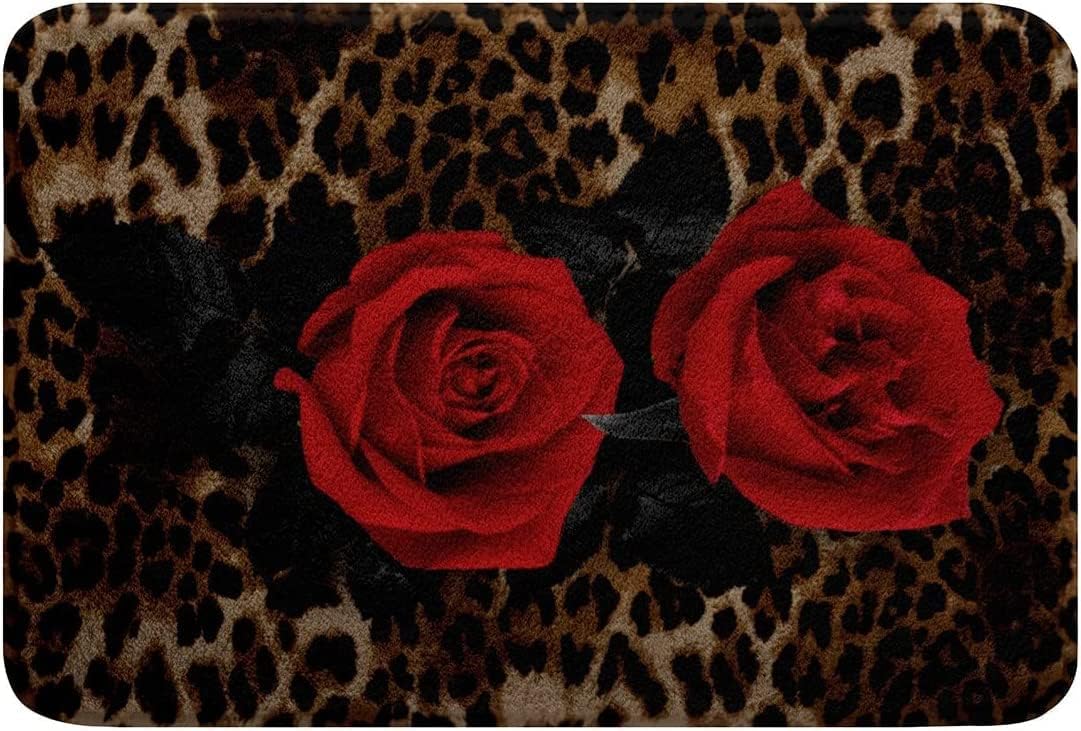 Cheetah Print Bath Mat 16x24 Brown Leopard Rug for Home Use