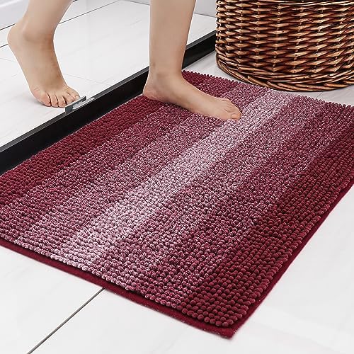 COSY HOMEER Fuchsia Bath Rug 28x18 Inch Non-Slip Super Soft