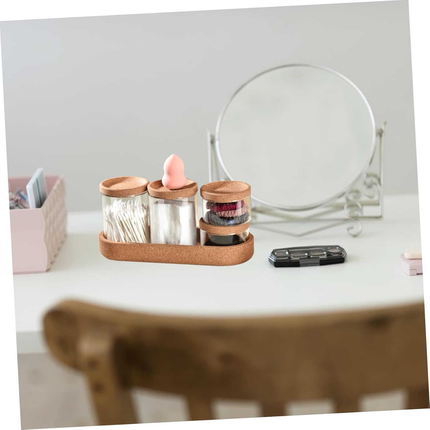 PRETYZOOM Multi-Functional Swab Jar with Lid for Bathroom and Desktop Storage