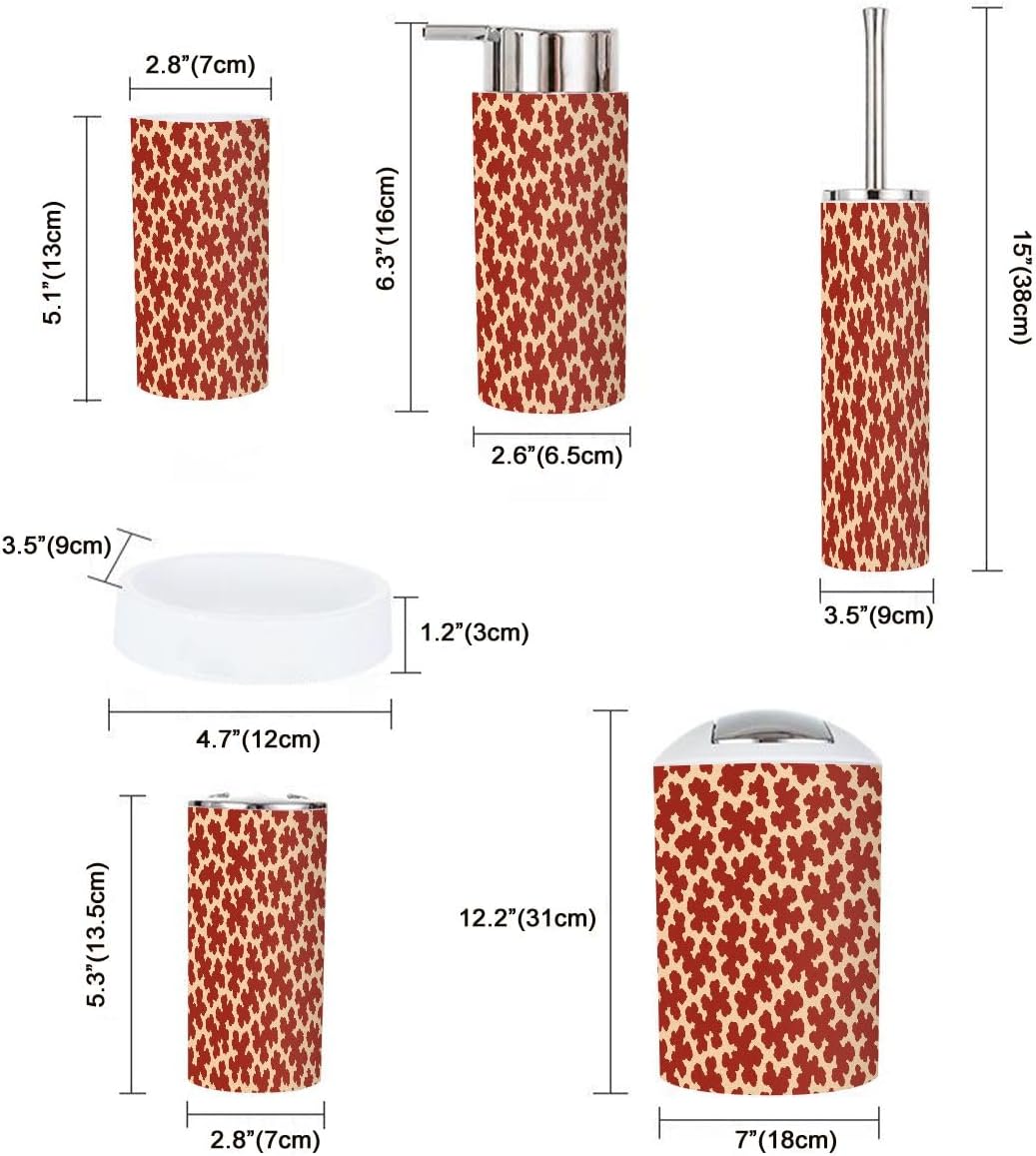 TRANQDEHOM 6 Piece Boho Cow Skin Bathroom Accessory Set