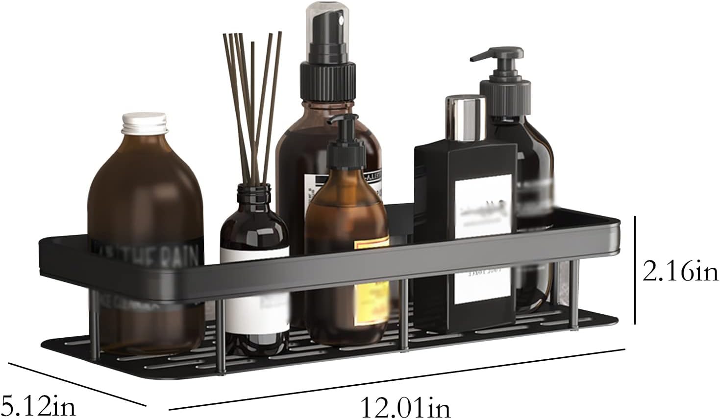 Shower Caddy With Hooks - Metal Organizer No Drilling 2 Tier Storage for Bathroom Kitchen