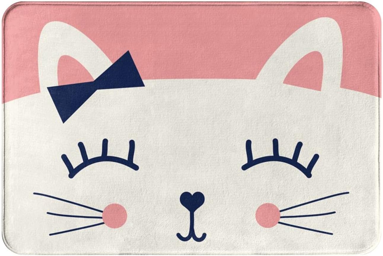 Cute Cat Bath Mat with Funny Design and Non-Slip Backing