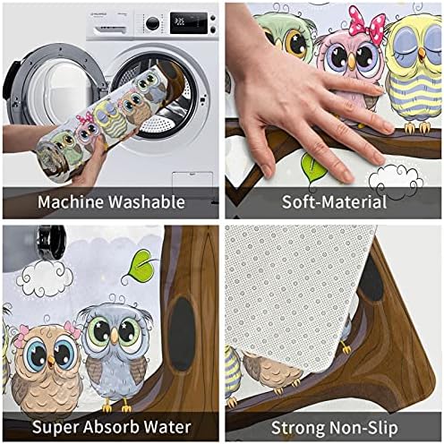 Echoserein Cute Owl Bath Mat Rug for Bathroom