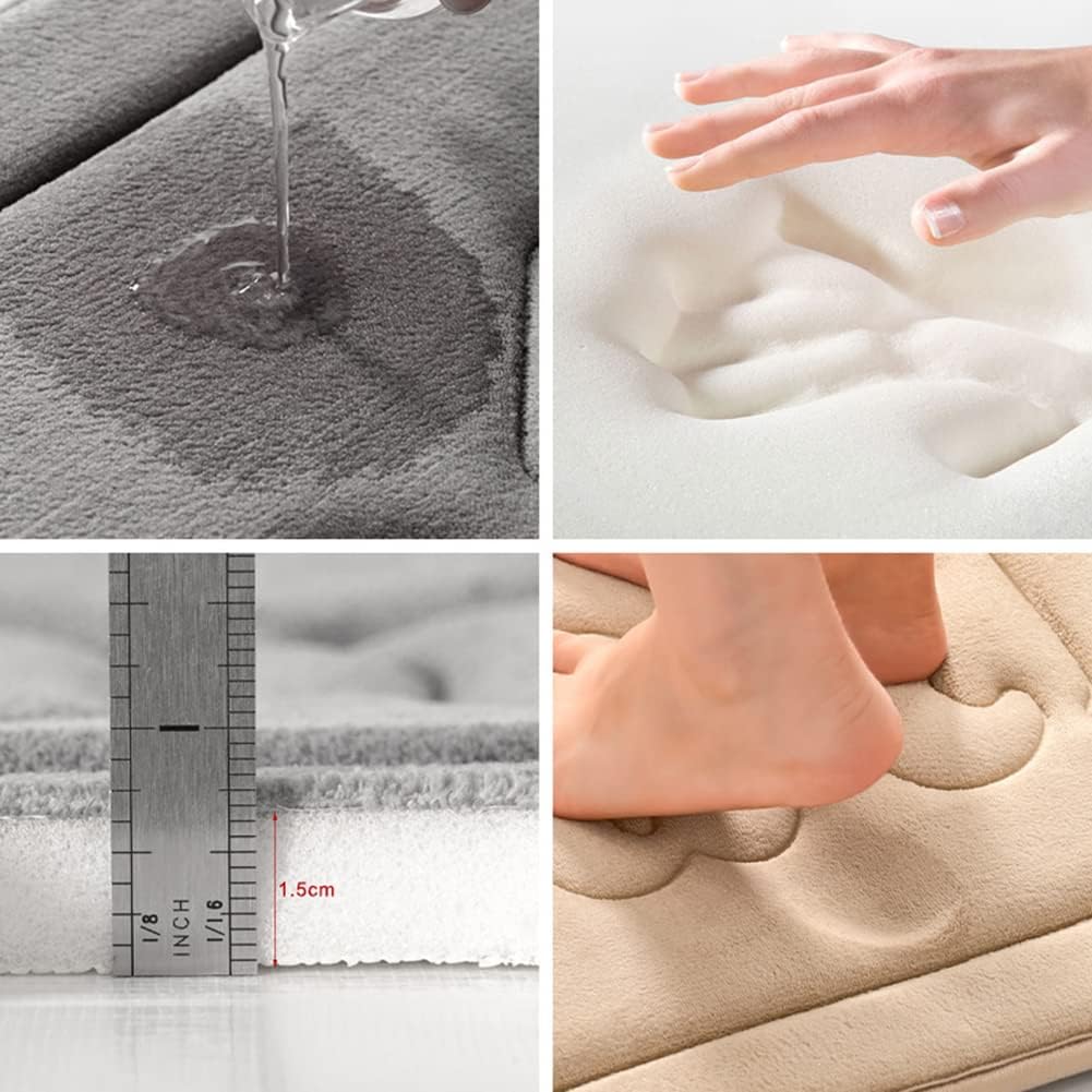 XSlive Memory Foam Bath Mat Rug Ultra Soft Non Slip