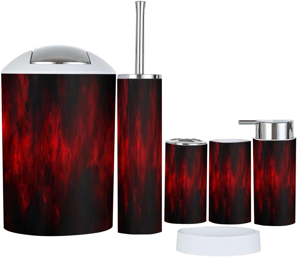 Boho Marbled Bathroom Accessory Set 6 Piece 1