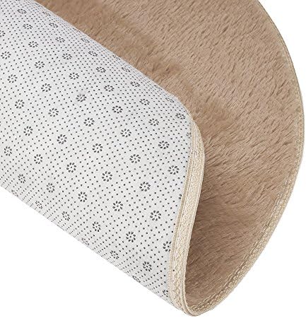 Scceatti Fluffy Boho Bath Rug 32x32 Khaki