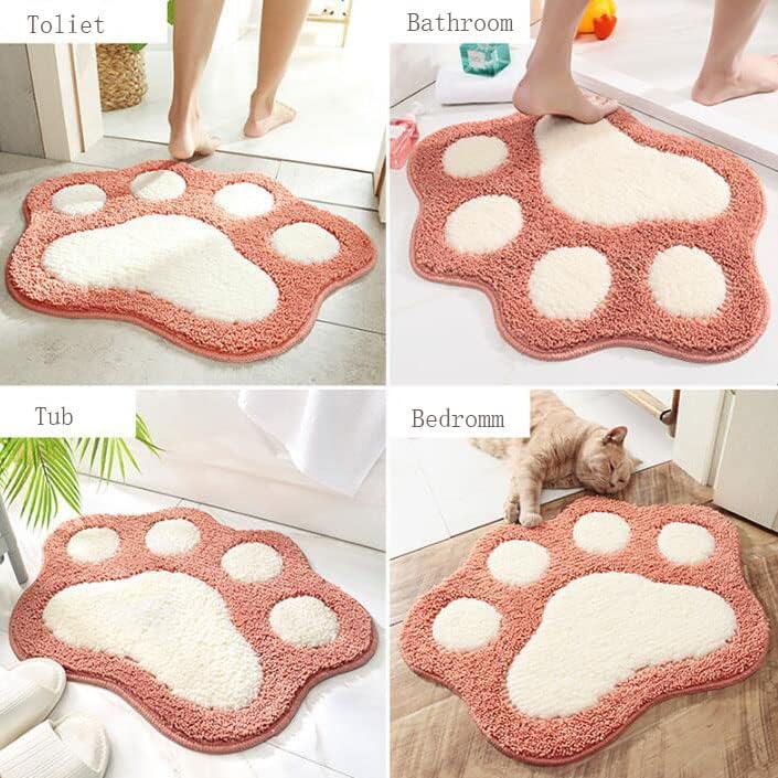Beauy Girl Paw Shaped Bath Rug Non-Slip Mat Pink 1