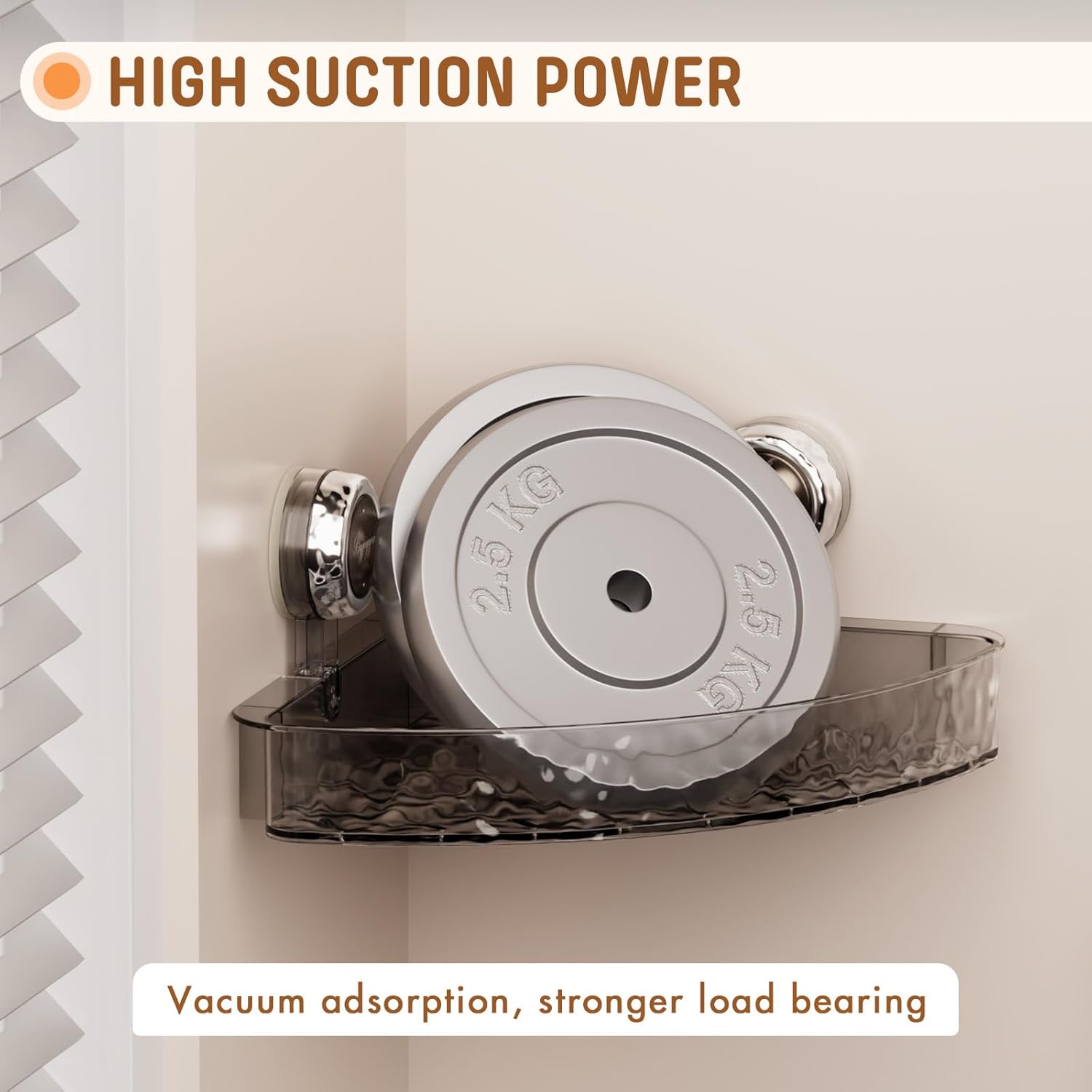 MEIGESI Acrylic Corner Shower Caddy No-Drill Wall Mounted Gray Silver 1 Pack