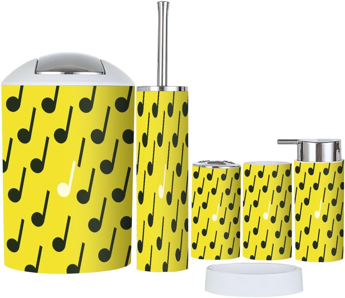 Boho Bathroom Accessory Set 6 Piece Black White